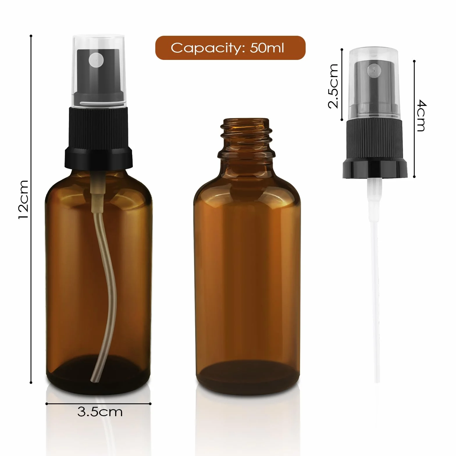 Flaconi spray in vetro marrone 50 ml ricaricabili nebulizzatore portatile