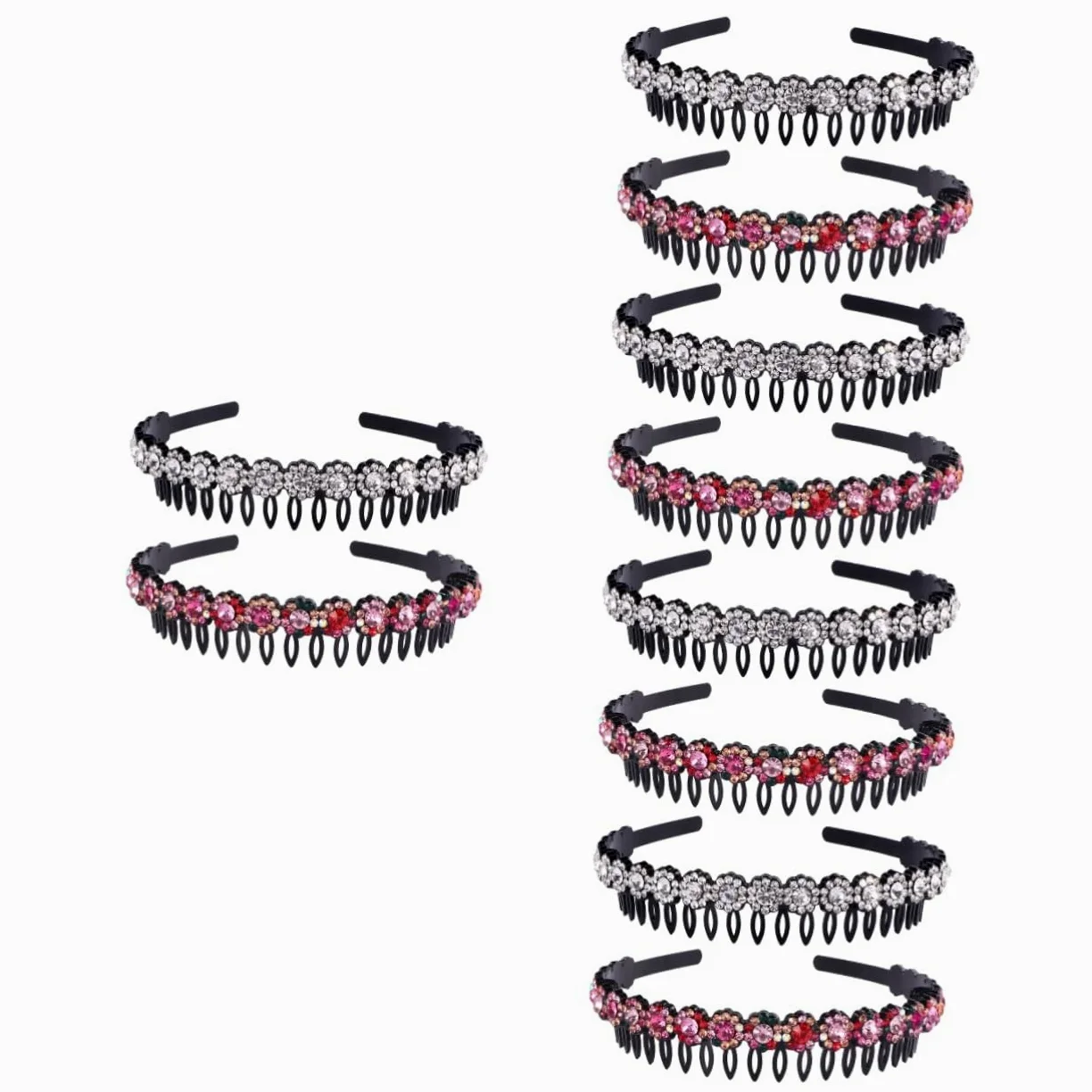 POPETPOP 10pezzi Fascia Per Con Punte Cerchietto Nonslip Con Strass Per Donna Accessorio Elegantper Makeup e Cura Della Colori Misti Per Spa e Uso Quotidiano