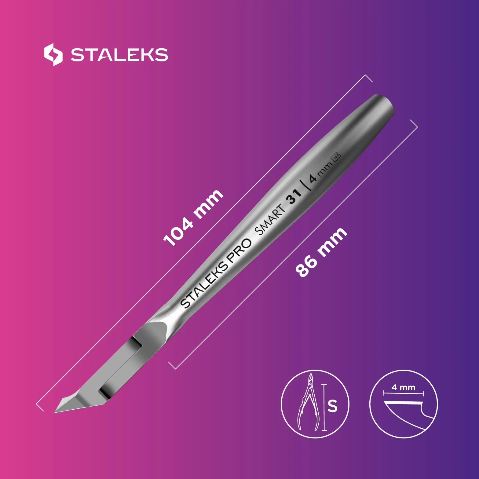 STALEKS Pro Tronchesina Professionale per Pelle Cuticole Lama 4mm Smart 31 NS-31-4