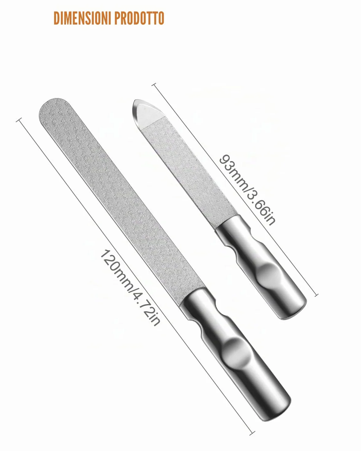 FVION Lime per Unghie in Acciaio Inossidabile - 2 Pezzi Lime Professionali per Unghie Doppia Faccia, Limetta Unghie in Metallo per Manicure e Pedicure
