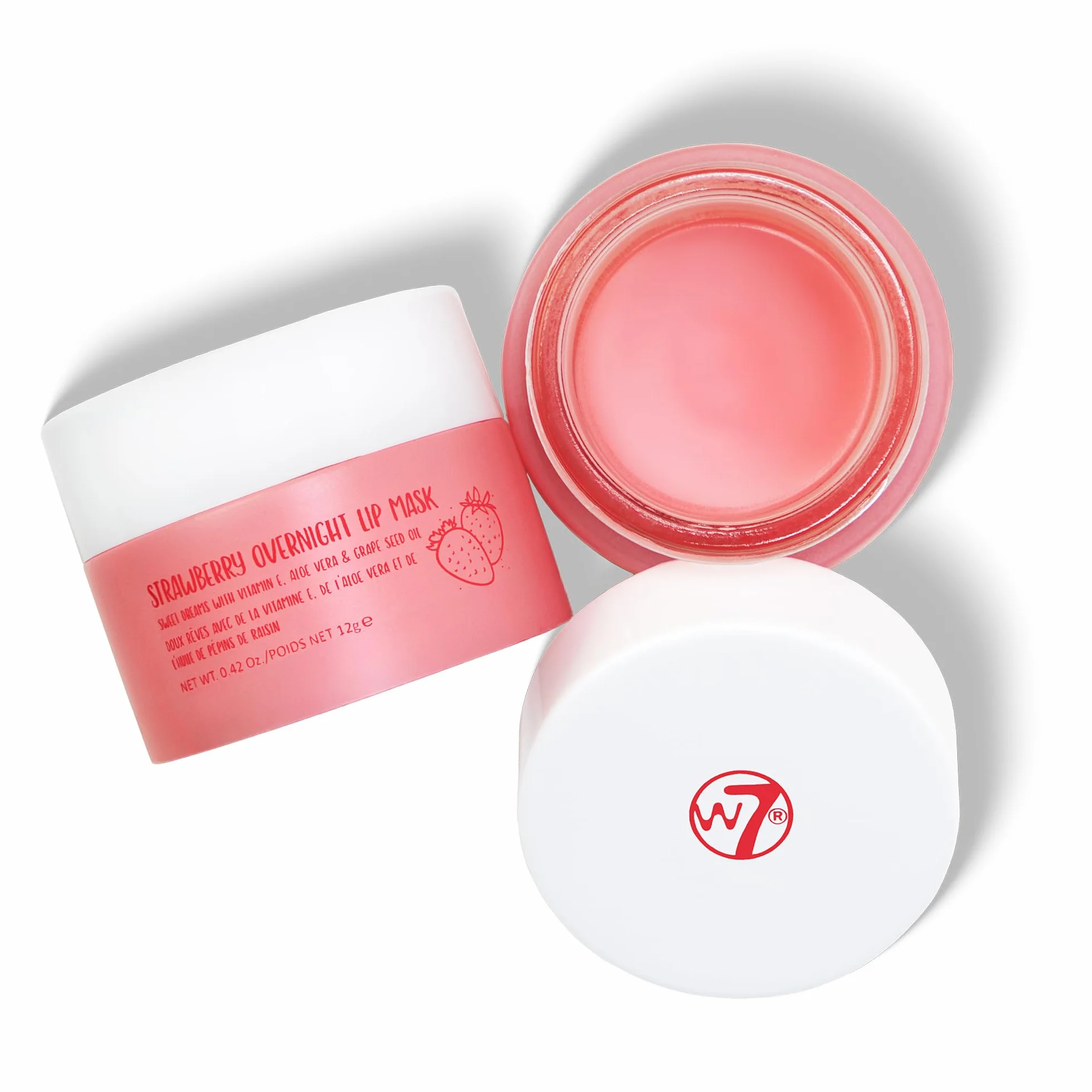 W7 Maschera Labbra Notte Sweet Dreams alla Fragola - Vitamina E, Aloe Vera e Olio di Semi d'Uva - Per labbra idratate, carnose e irresistibili