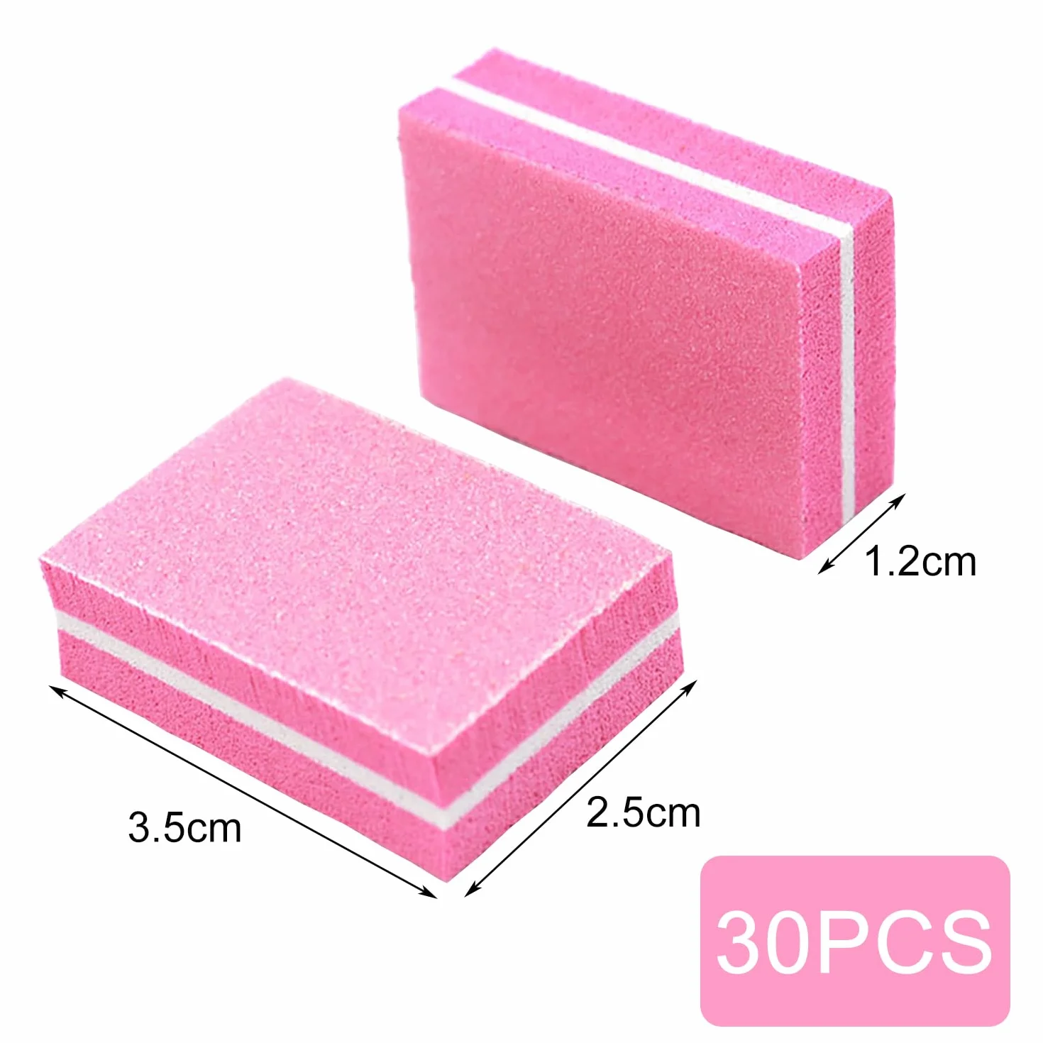 30 Pezzi Buffer per Unghie, Nail Buffer Quadrato Spugna Buffer Unghie Professionale, Adatti per Unghie in Gel e Unghie Acriliche(Rosa)