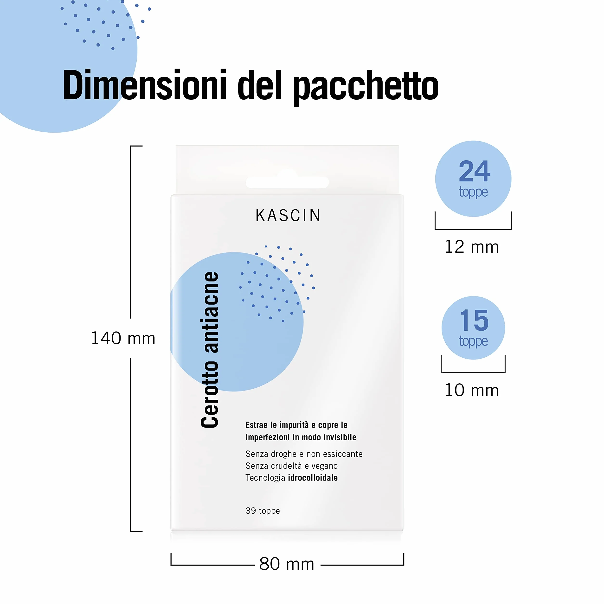 Pimple Patch Hydrocolloid - 39 Cerotti Idrocolloidali Per Brufoli Viso Invisibili in Due Dimensioni - Cerotti Assorbi Brufoli Coreani Grandi Per Acne - Prodotto in Corea Per Uso Quotidiano