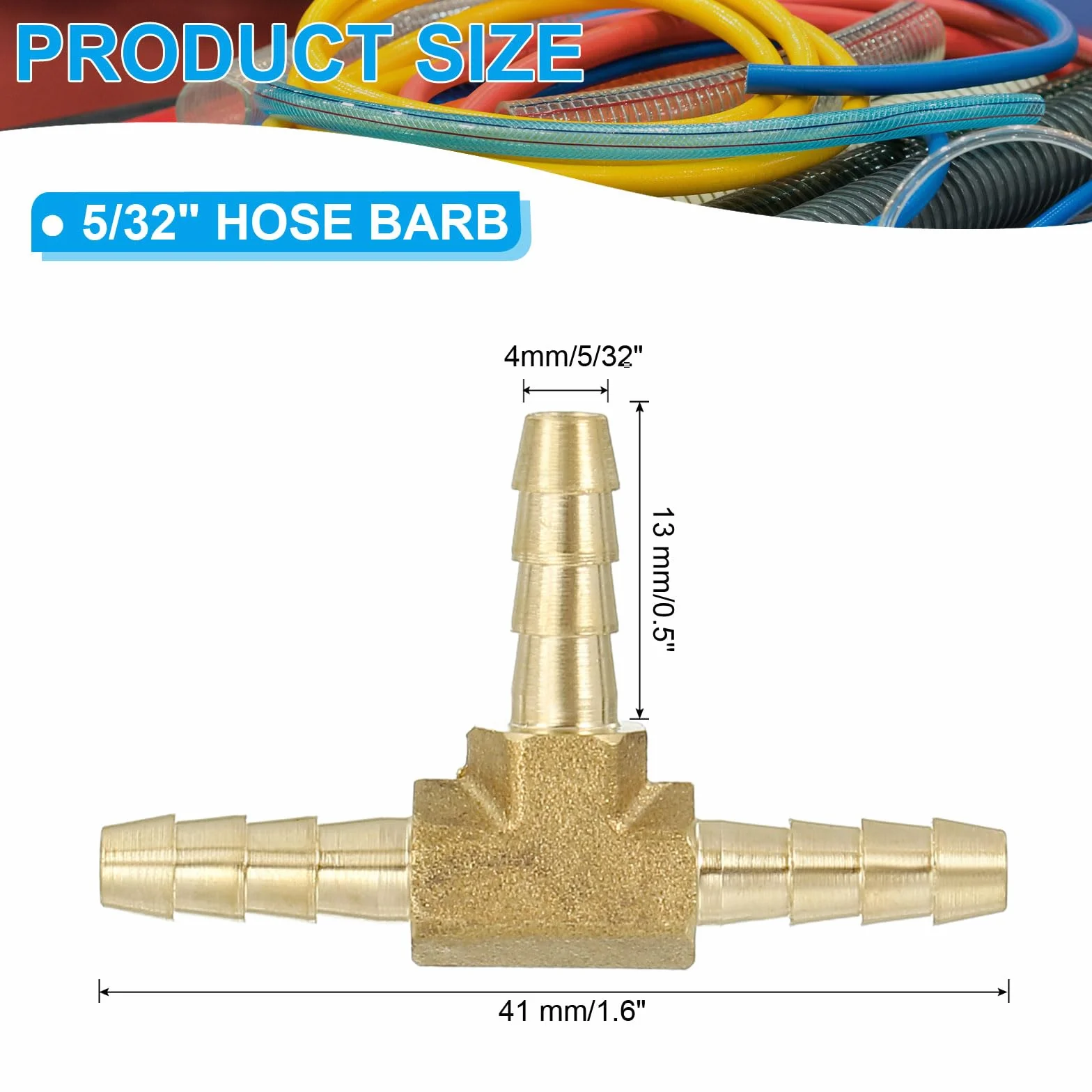 PATIKIL 5/32" Raccordo A T In Ottone A 3 Vie Con Barbe Per Intersezione Di Tubi