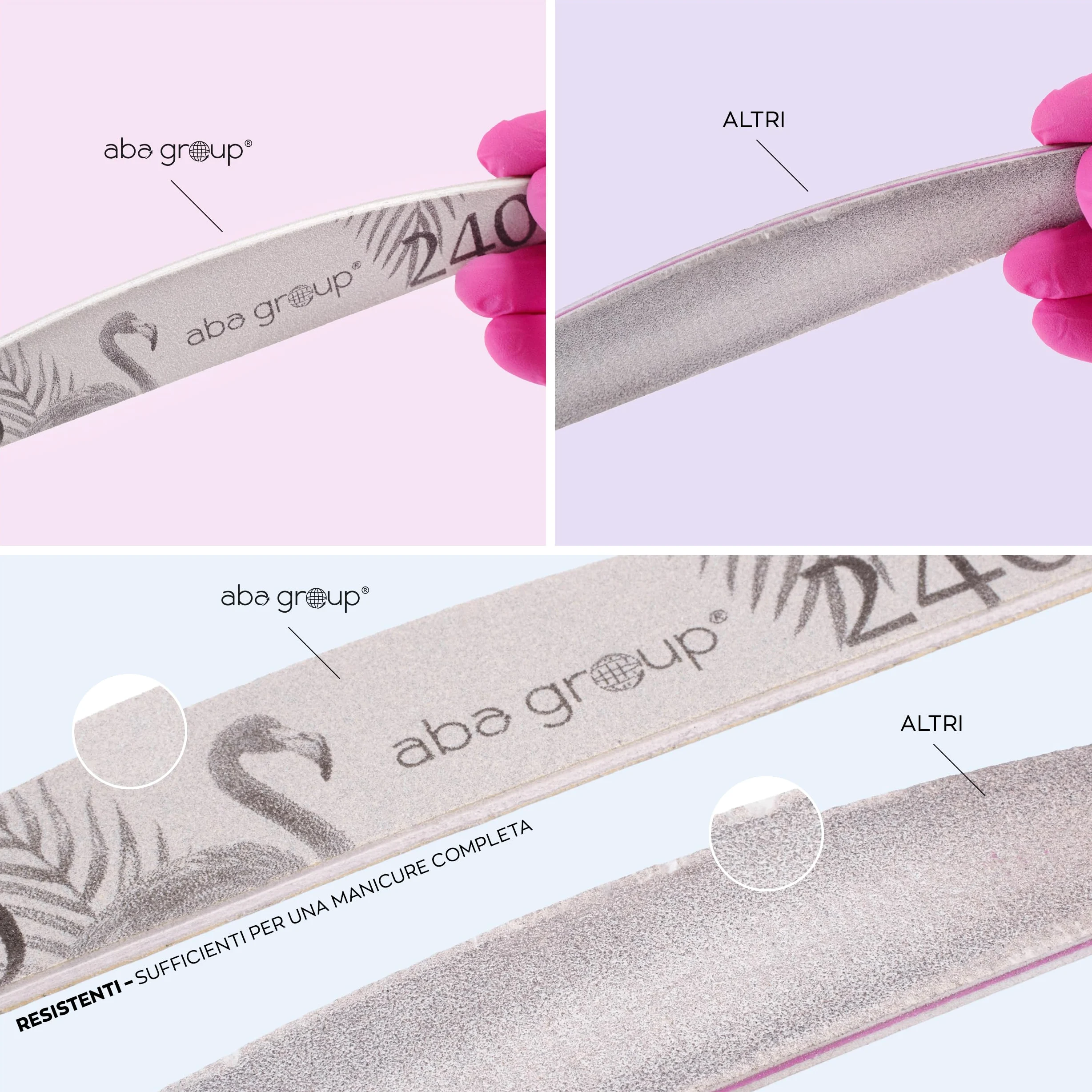 ABA GROUP Goddess - Lima per unghie 180/240-500 pezzi – Mezzaluna 4 mm di spessore – Strumenti professionali per unghie in gel e naturale, lime per unghie in gel, frecce su due lati, set per nail art