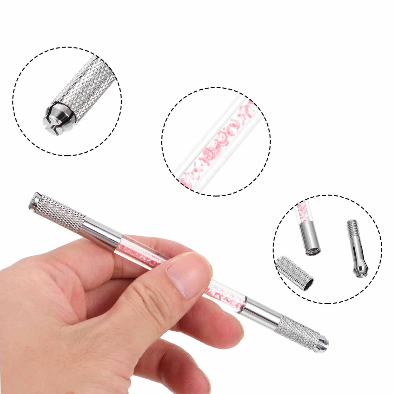 Penna per Tatuaggi Sopracciglia Doppia Punta Decorazione Cristalli Abs, 10 Pezzi per Microblading Professionale e Trucco Sopracciglia Naturale