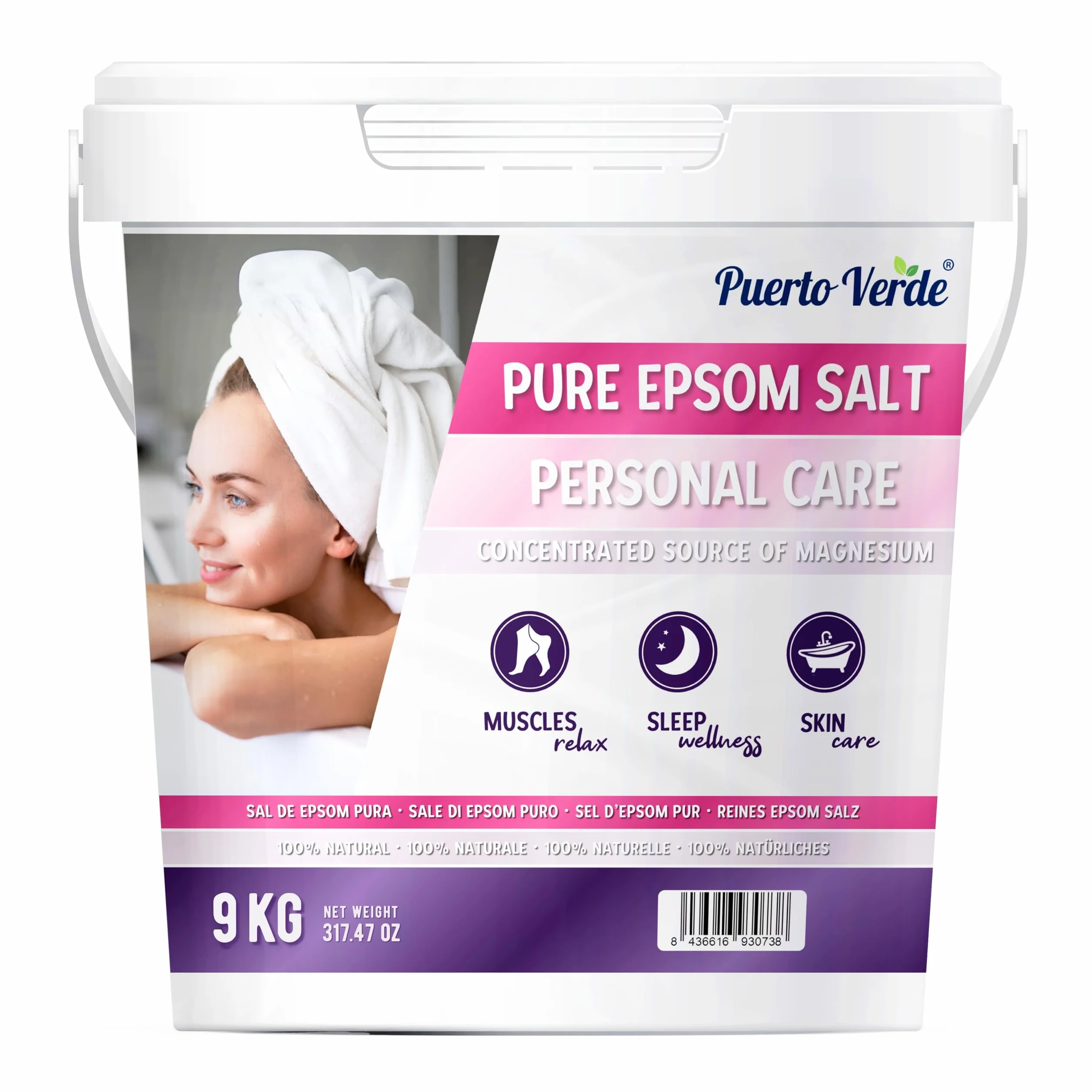 • Sale di Epsom Puro 9 Kg. Fonte Concentrata di Magnesio. Sale da Bagno a Rapida Dissoluzione per il Rilassamento Muscolare e il Buon Sonno. Cura di Pelle e Capelli. Produzione Europea.