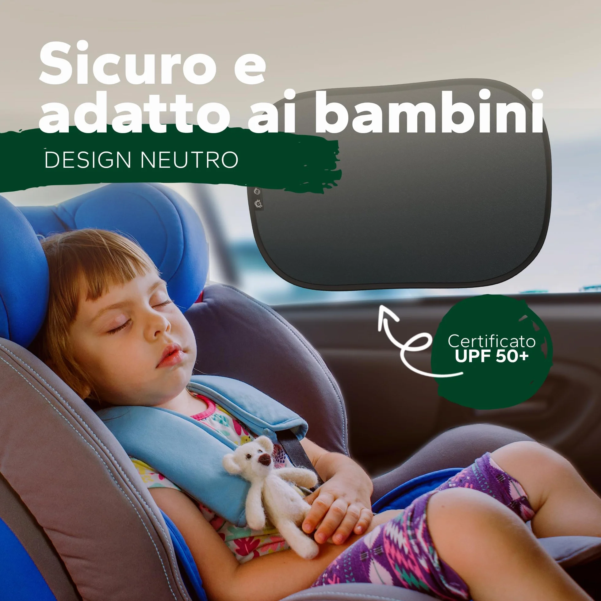 Parasole per Bambini UPF50+ Protezione UV Certificata DEKRA GSM 105 Autoadesivo