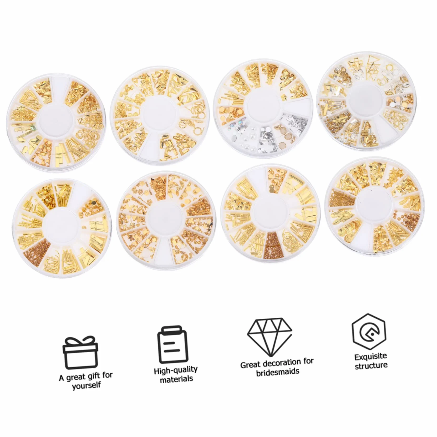 3 Set Decorazioni Per Unghie Con Nail Art Brillanti E Colorati Per Creazioni Diy E Manicure 8 Scatole*3
