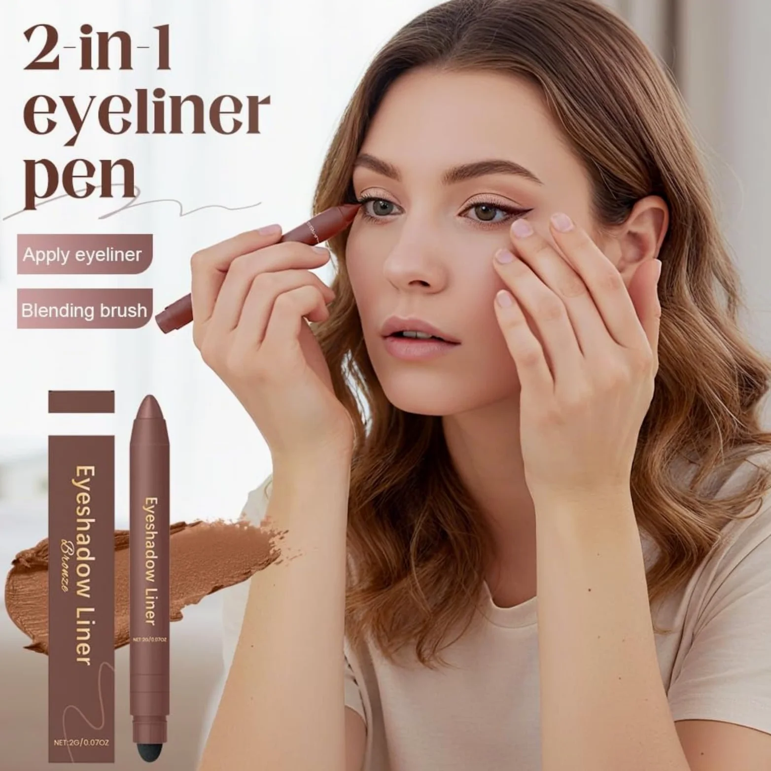 Eyeliner impermeabile 2026 - Eyeliner ad asciugatura rapida, colore nero con spugna Shadow Liner 2 in 1 Eye liner Eyeshadow resistente alle sbavature, colore nero