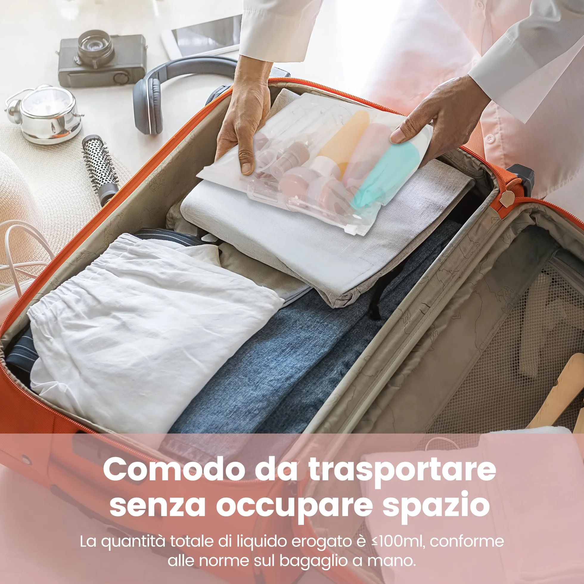 Set di 11 kit viaggio liquidi, contenitori da viaggio 30/50/60/80 ML, flaconi spray trasparenti, set regalo donna