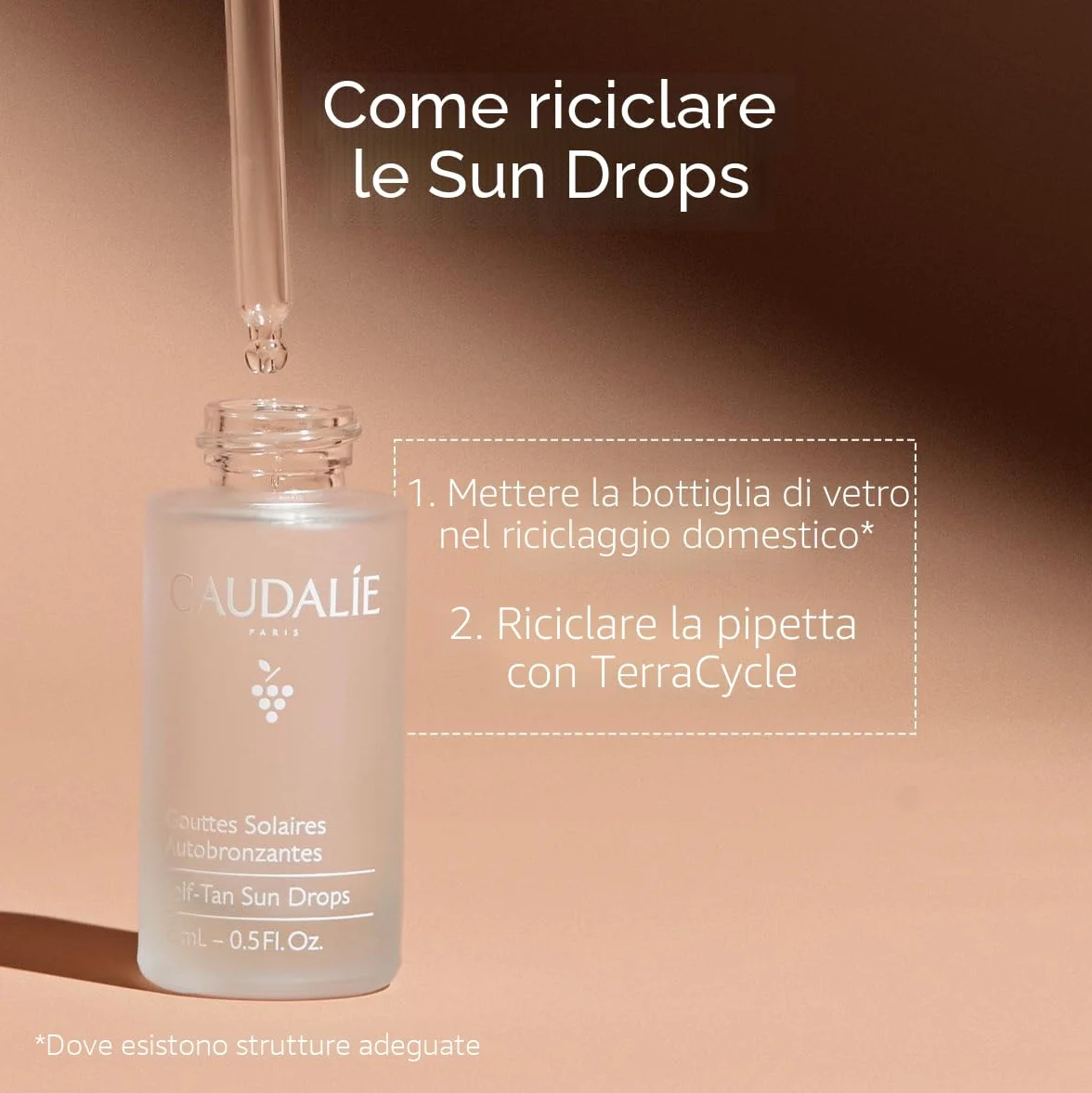 Caudalie Gocce Solari Autoabbronzanti 15 mL - Abbronzatura Graduale, Acqua d'Uva Bio, DHA Naturale, 99% Origine Naturale
