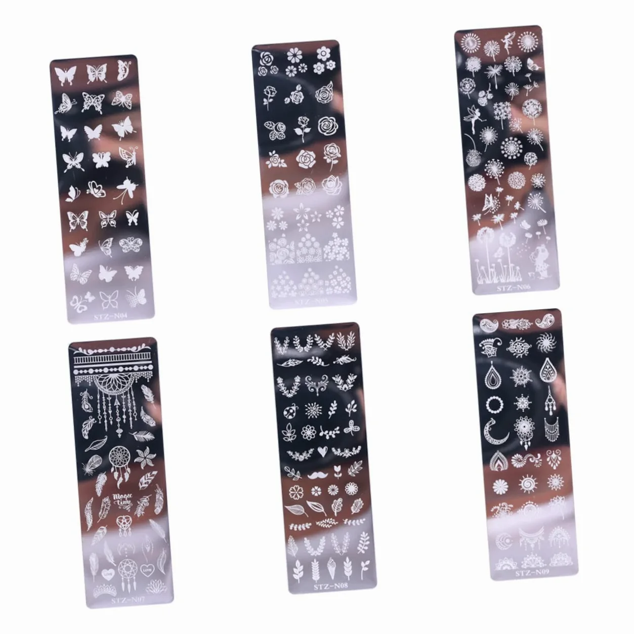 CALLARON 3 Set Piastre Stamping Unghie Acciaio Inossidabile Con Floreali E Farfalle Per Nail Art Creativa E Per Manicure E Speciali 6 Pezzi*3
