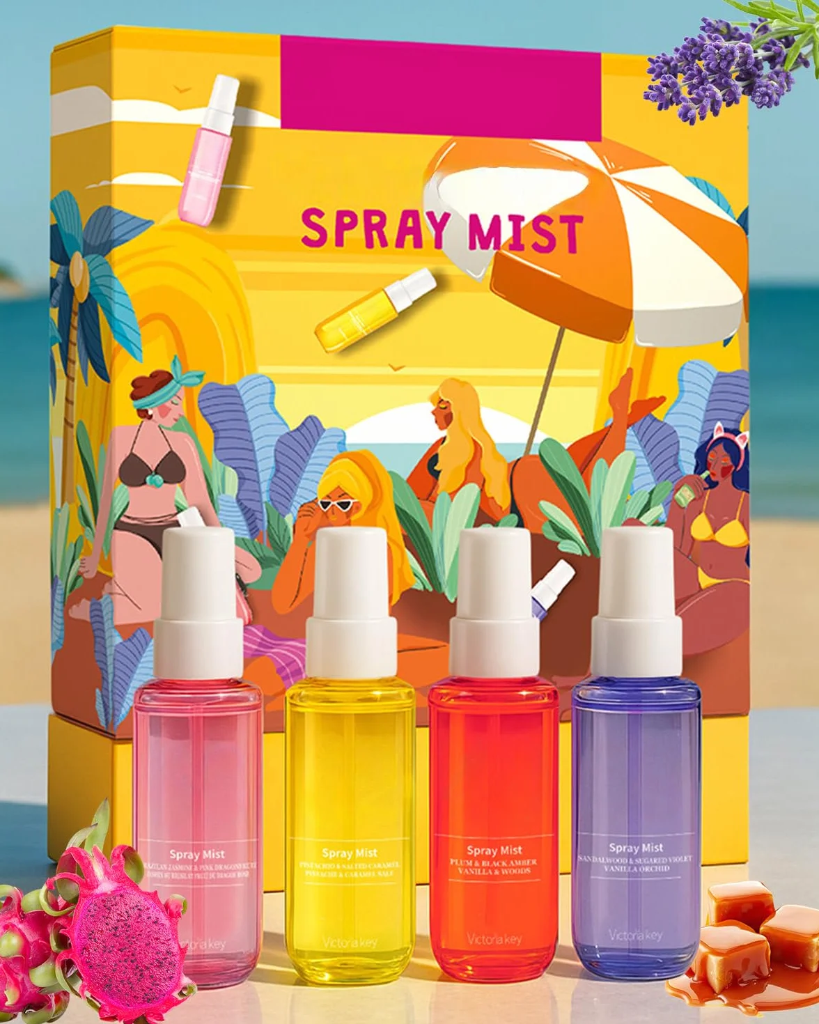 Set spray per il corpo da donna, 4 × 40 ml, profumo a lunga durata, profumo elegante e fresco, nebulizzazione fine, capelli e corpo per tutti i giorni, viaggi e occasioni speciali