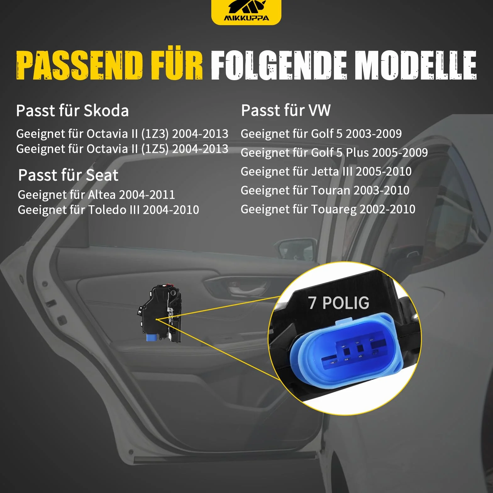 MIKKUPPA Serratura porta posteriore sinistra Golf 5 Touran Jetta motore regolazione chiusura centralizzata