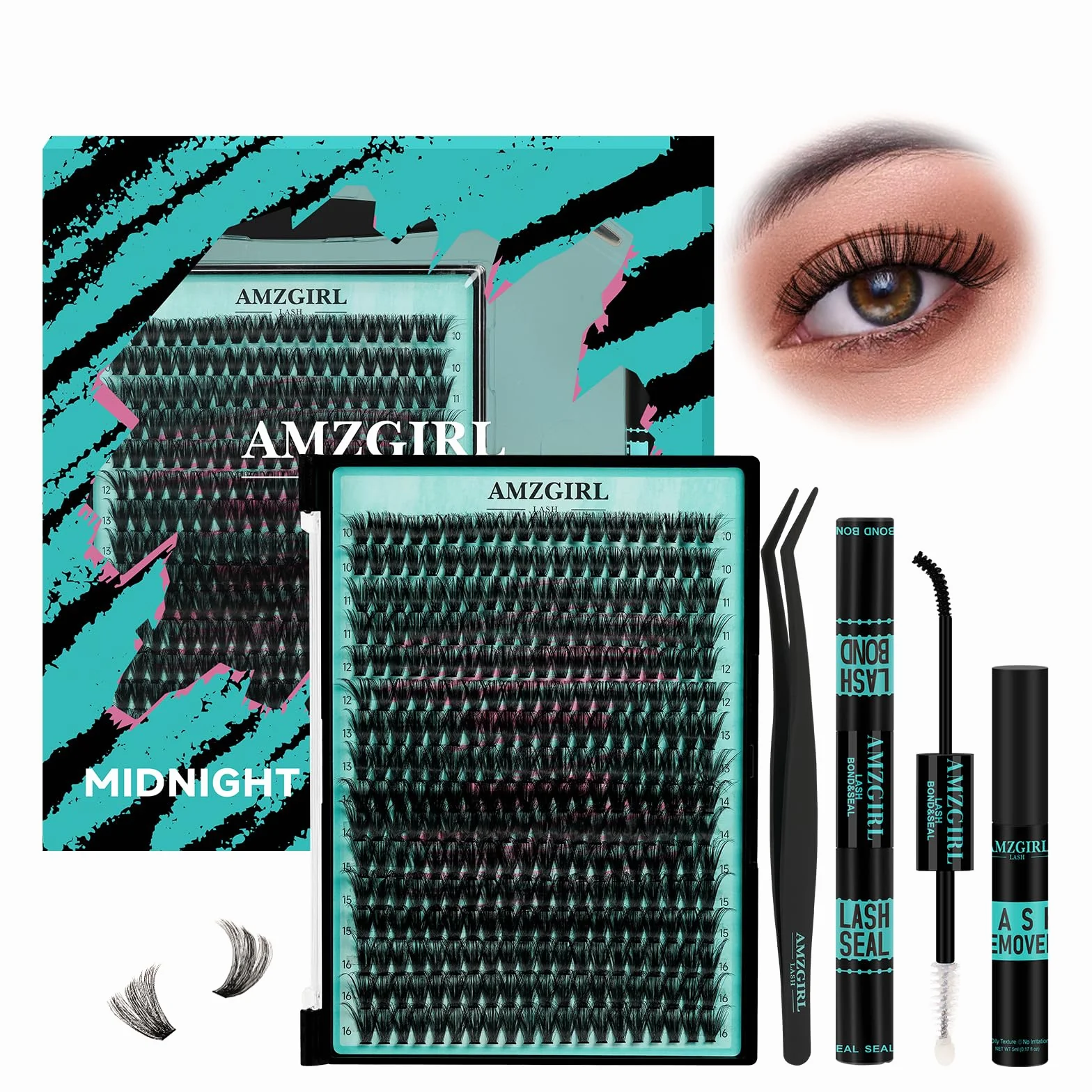 Kit Ciglia Extension 320 pezzi Cluster Lashes colla sigillante applicatore rimozione 60D D-Mix10-16mm