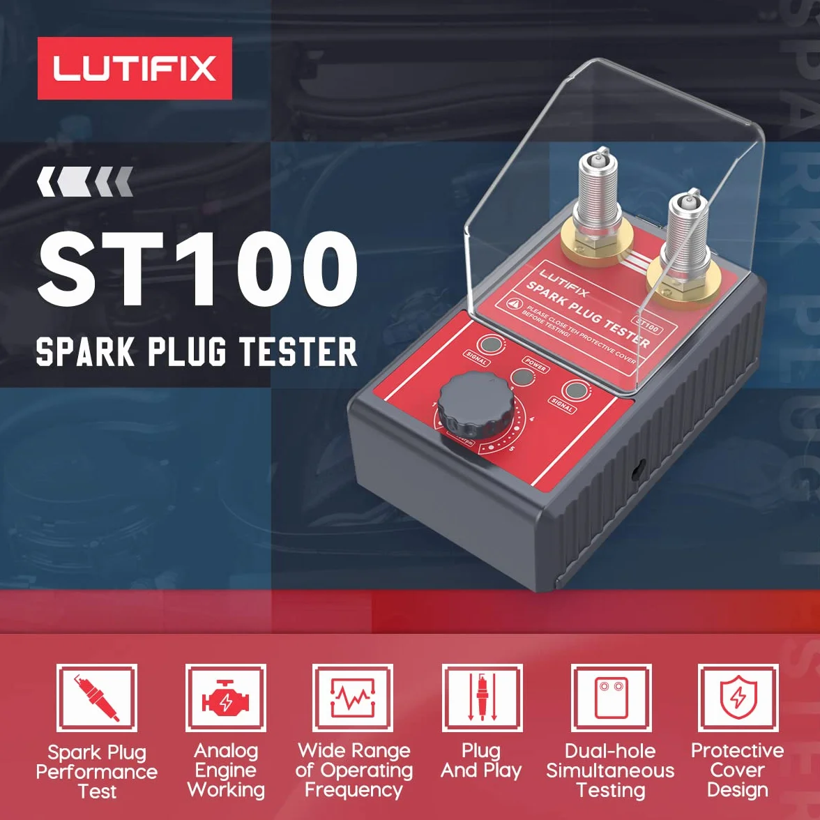 Tester per candele analizzatore di sistema a doppio foro 0-6000 giri/min per autoveicoli