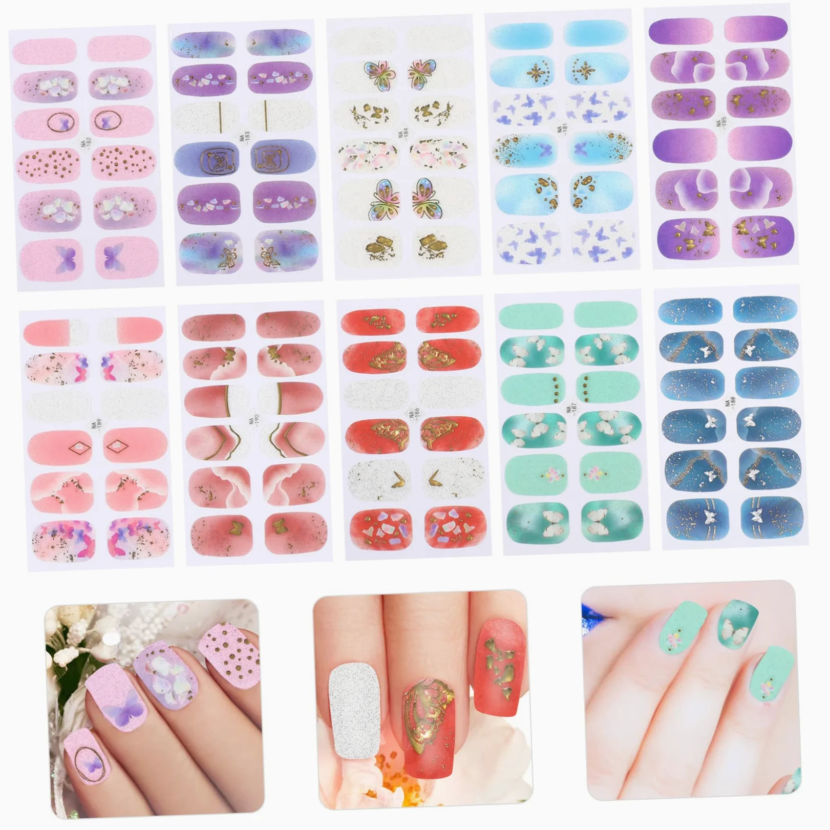 4 Set Adesivi per Unghie per Decorazione Manicure Stickers Autoadesivi per Nail Art per Feste e Speciali Personalizzabili e Facili Applicare