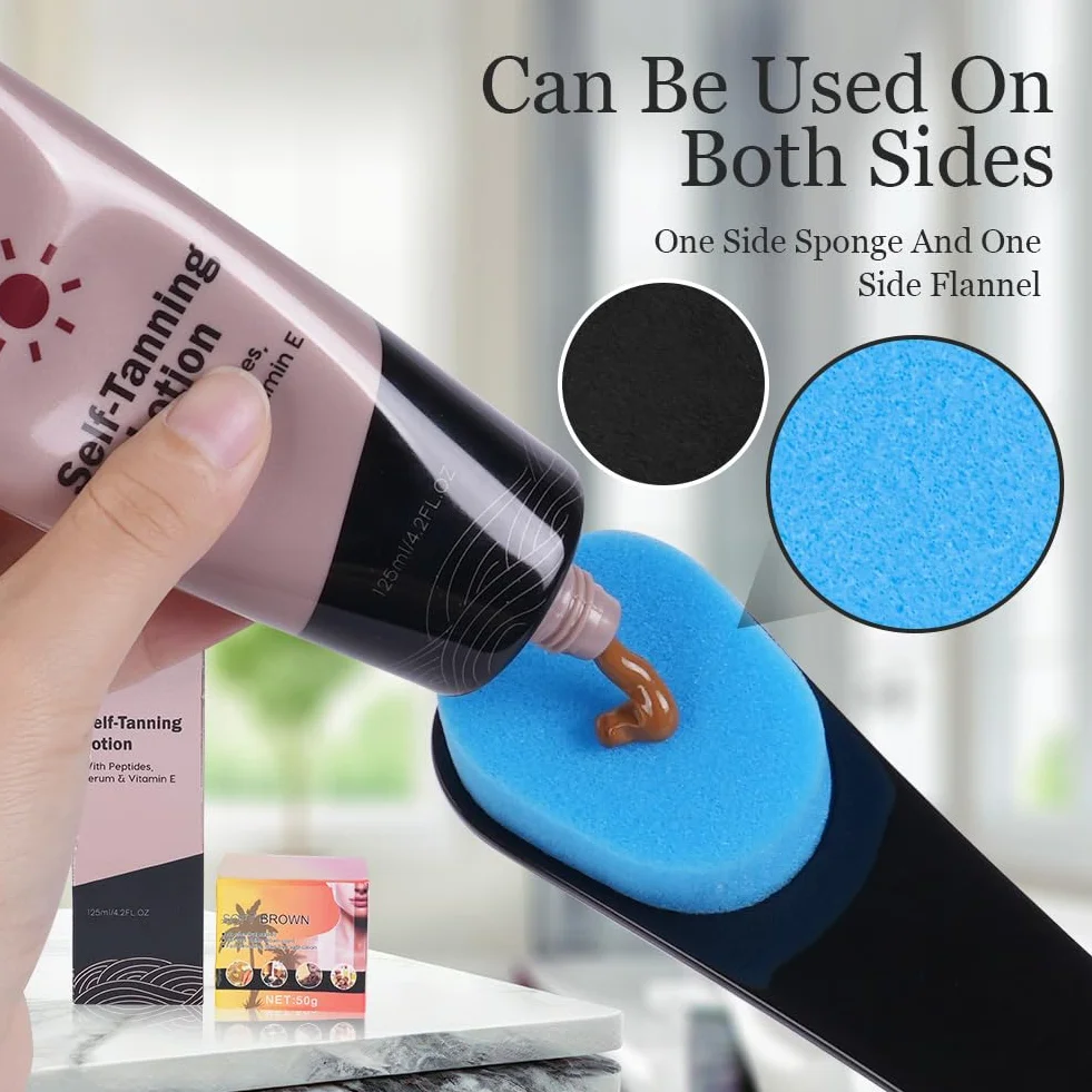 LOPHE Back Applicator, Spazzola per la Schiena per Crema Abbronzante con Doppia Testa, Applicatore Crema Schiena da Abbronzante Corpo, Create Abbronzante Naturale(Blu)