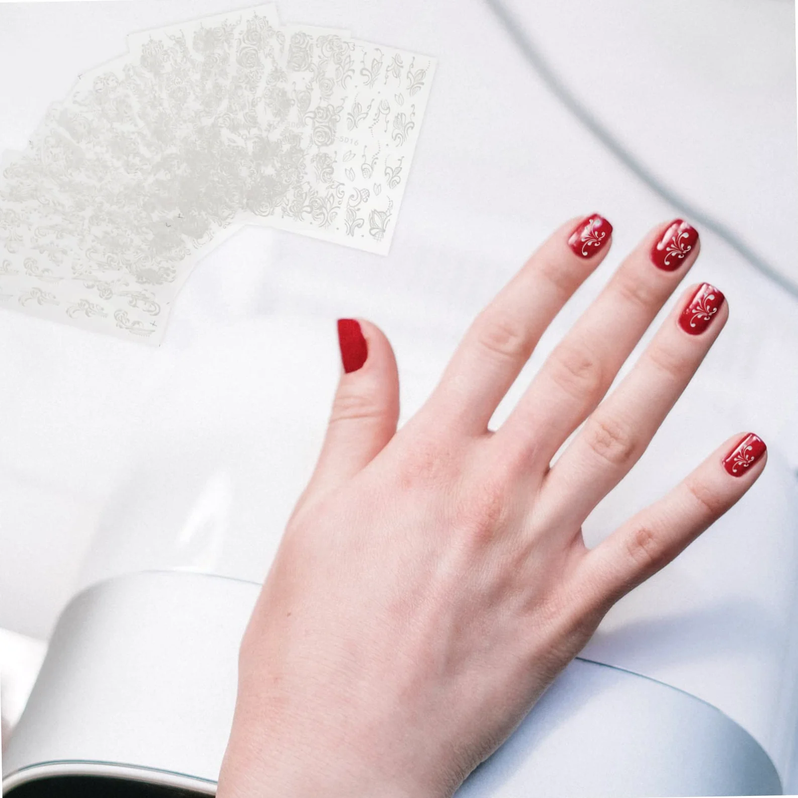 2 Set Adesivi Per Unghie Embossed Flower Nail Stickers Decorazioni Per Nail Art Set Per Feste E Speciali Sicuri E Impermeabili Facili Applicare 8 Fogli*2