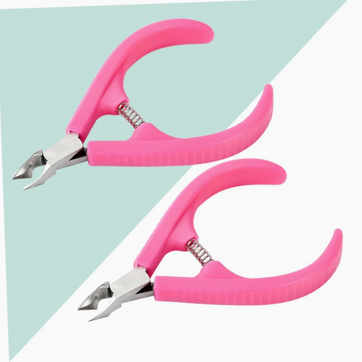 FRCOLOR 6pezzi Pinze Per Cuticole Plastica Con Manico Antiscivolo Per Manicure e Pedicure Rosa Strumento Professionale Per Rimuovere La Morta Salone e Casa