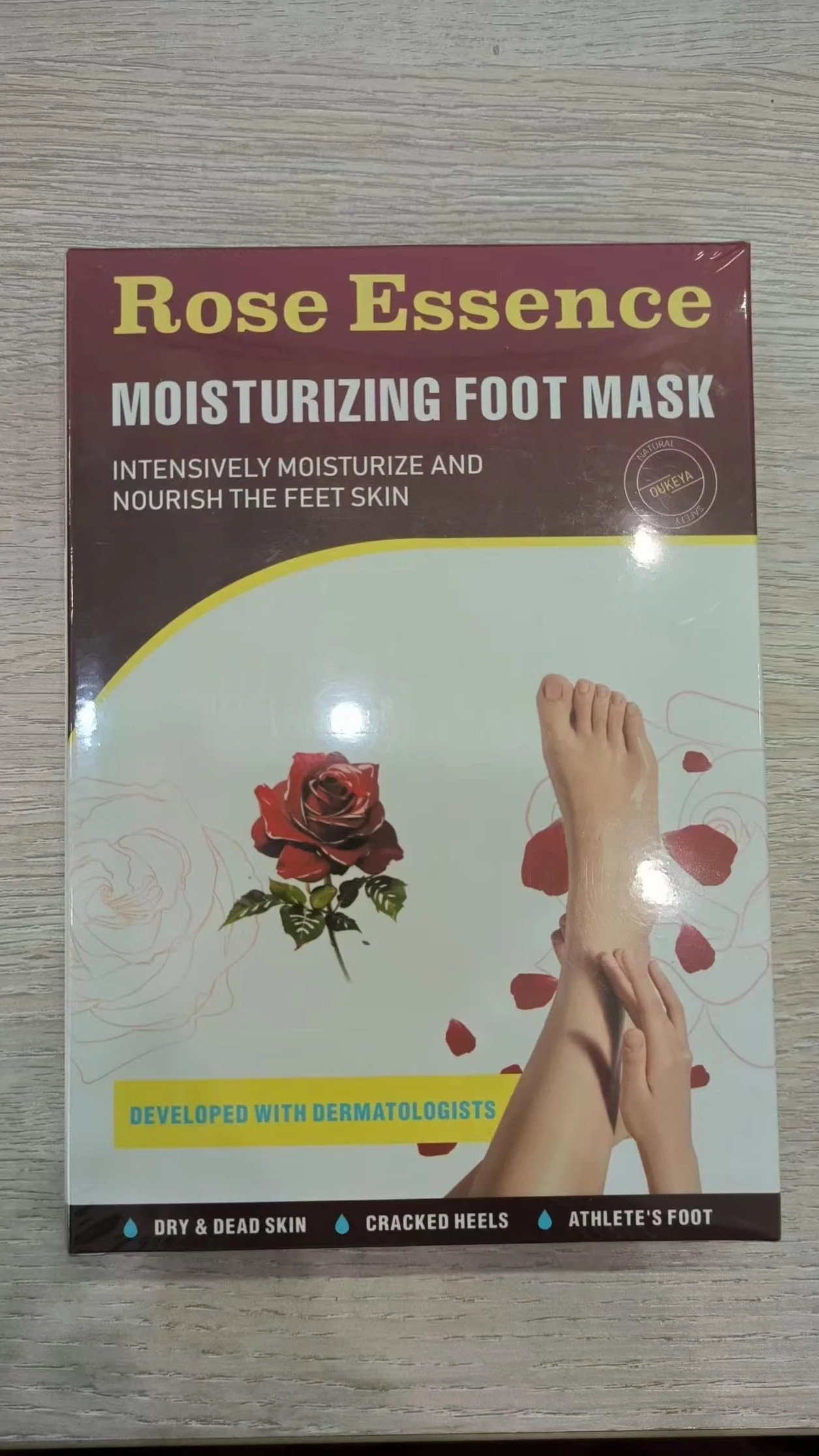 Maschera per Piedi 3 Paia, Trattamento Nutriente per Piedi, Ripara Talloni e Ammorbidisce Pelle Morta Secca, Foot Mask, Senza Peeling(Rose)