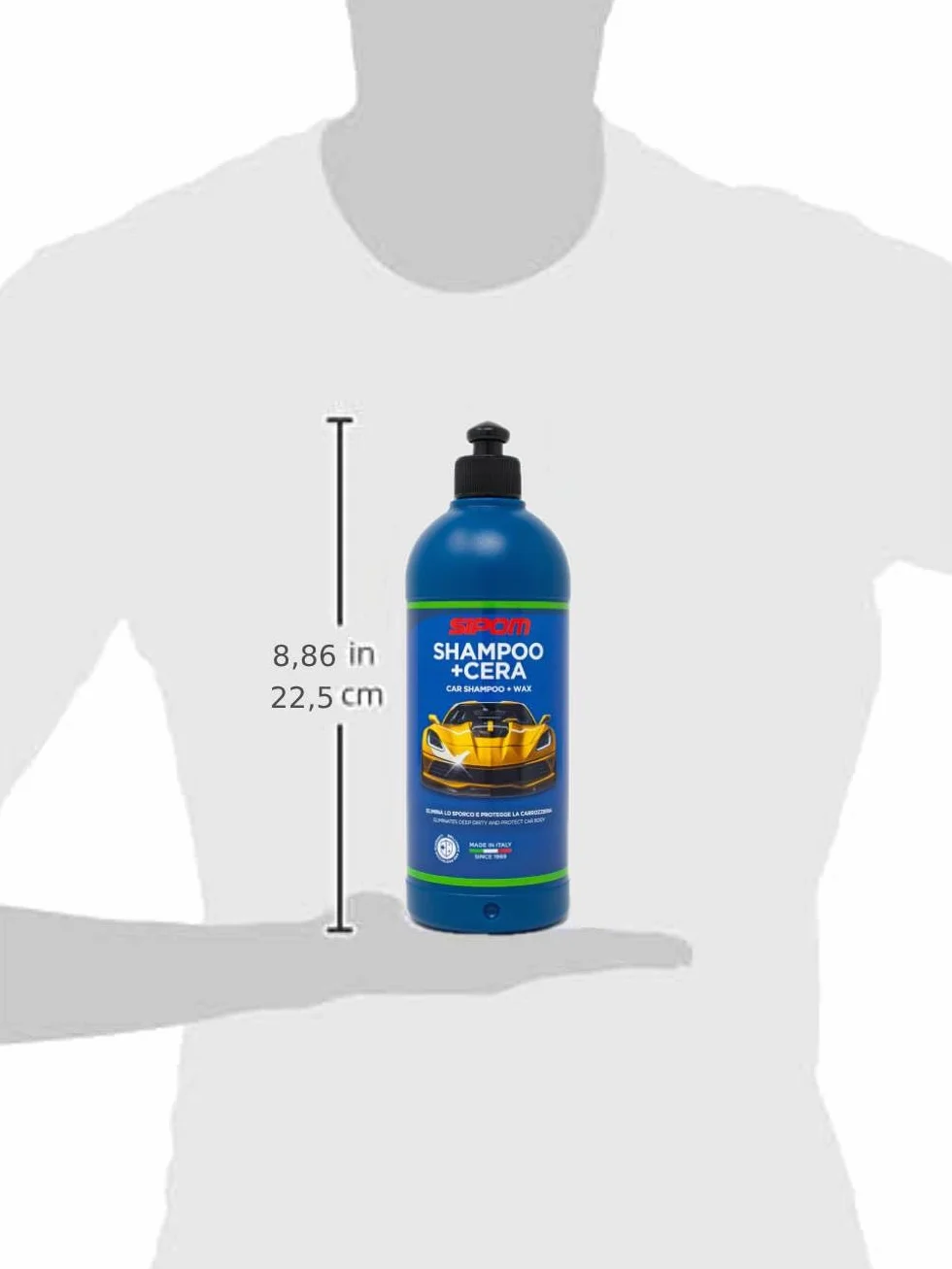 SIPOM Shampoo Auto Professionale con Cera Carnauba pH Neutro 500 ml