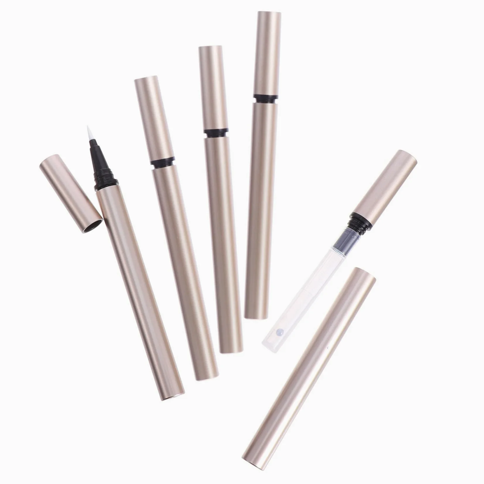 Tubetti Eyeliner Vuoti Ricaricabili in Plastica 5 Pezzi 1ml Colore Oro per Conservare Eyeliner o Olio Unghie per Negozi e Saloni Cosmetici