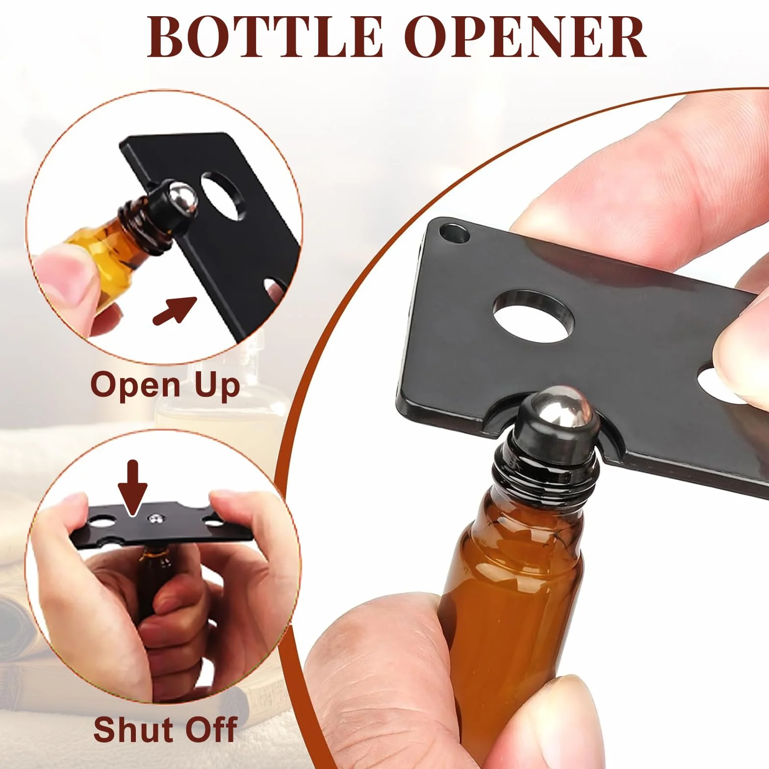 Redamancy Rollon - Bottiglie di vetro per oli essenziali, 10 ml, bottiglie roll-on, bottiglie vuote, bottiglie di vetro marrone per oli, fragranze e cosmetici