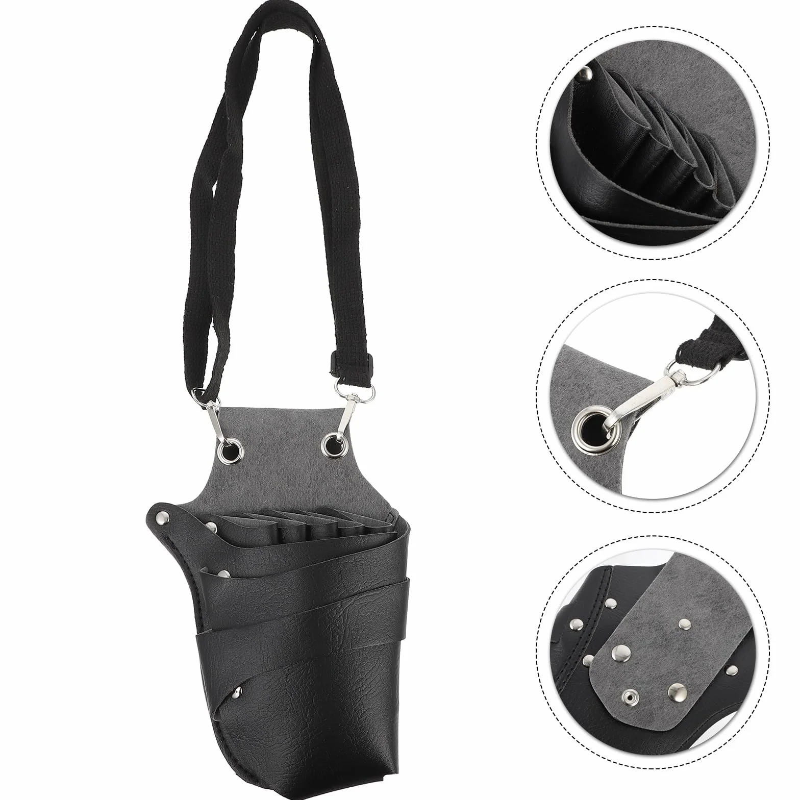 Marsupio Porta Forbici Parrucchiere Professionale in Pelle Pu Nero, Leggero e Portatile, per Saloni di Bellezza
