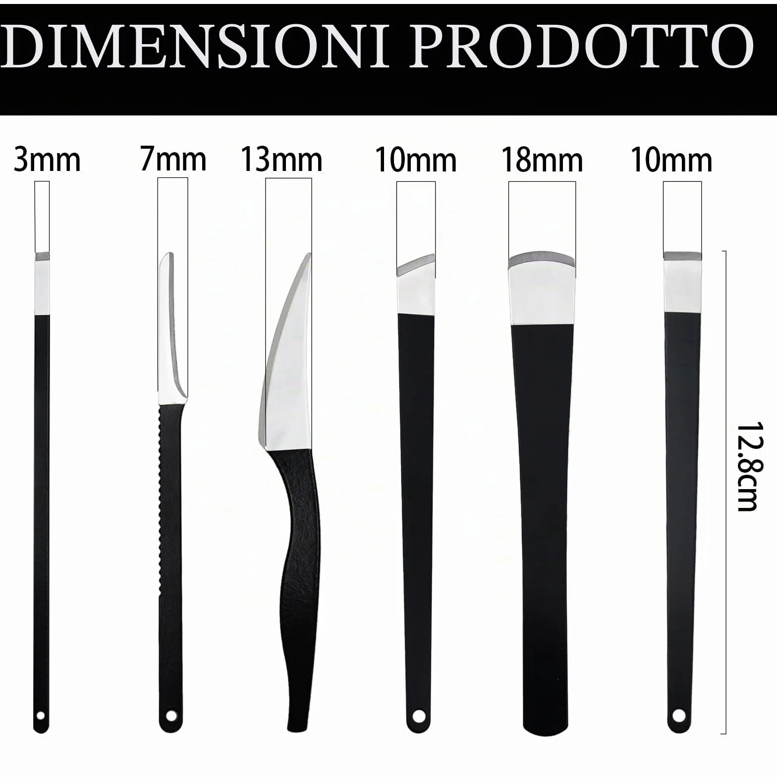 Bisturi per Pedicure Acciaio Inox Kit Professionale 6 Pezzi con Custodia