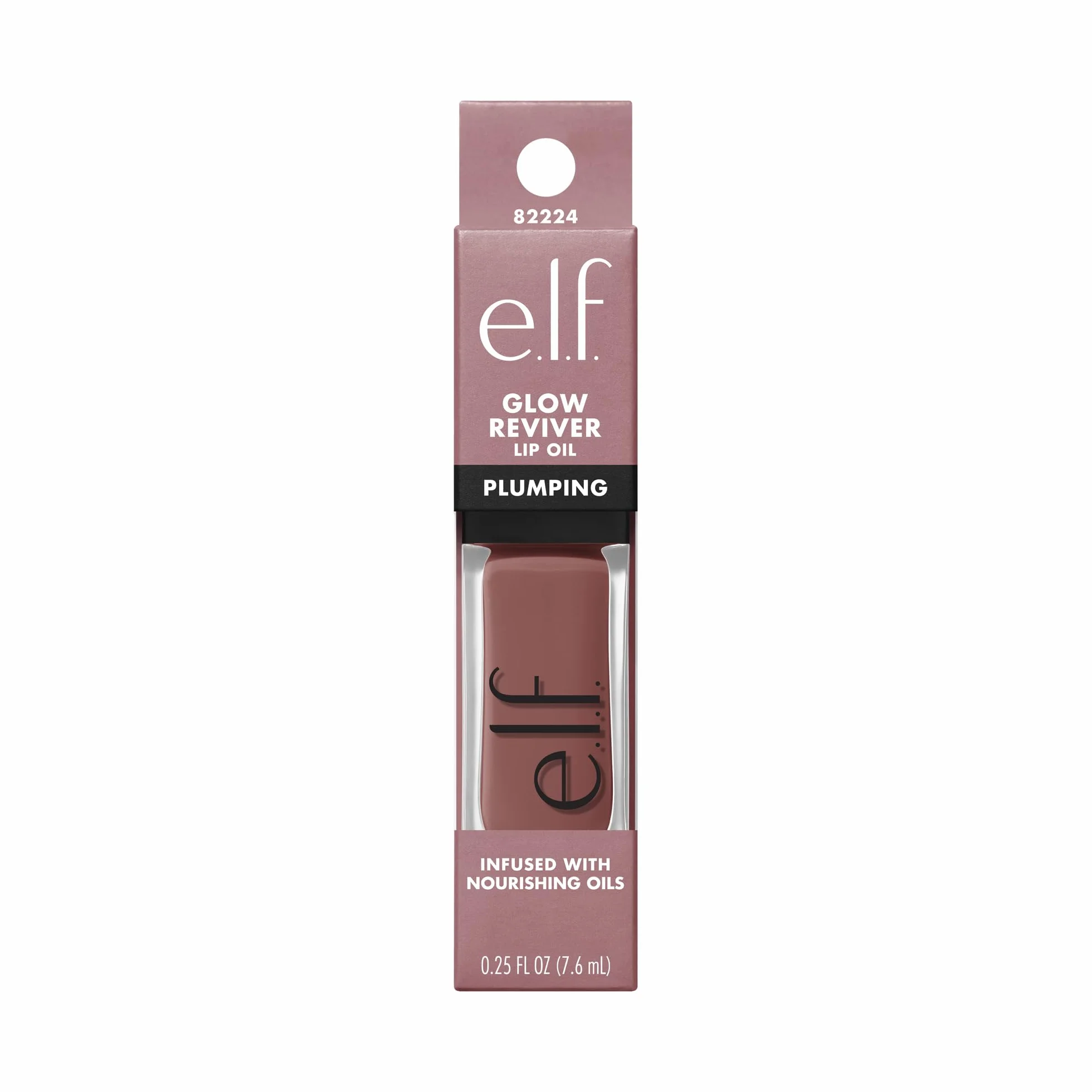 e.l.f. Glow Reviver Plumping Lip Oil, rimpolpante labbra colorato per un finish pieno e ultra lucido, infuso con olio di jojoba, prodotto vegano e non testato sugli animali, Major Mauve