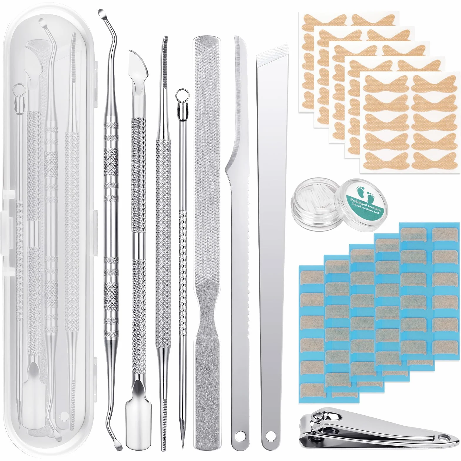 Beugo Set Correttore Unghie Incarnite 110 Cerotti Autoadesivi 50 Strisce Raddrizzanti Sollevatore