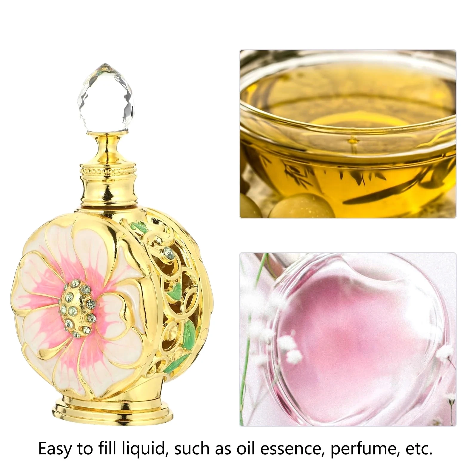 Bottiglia Di Profumo In Vetro Vintage Bottiglia di profumo da 12 ml Flaconi vuoti in vetro for conservazione di olio essenziale Contenitore vintage da viaggio Bottiglia di profumo in vetro vintage da