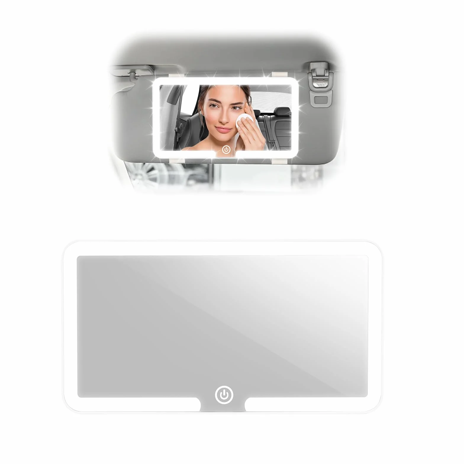Pavlleen Specchio Auto LED Trucco con Luci, 3 modalità illuminazione regolabile USB ricaricabile touch