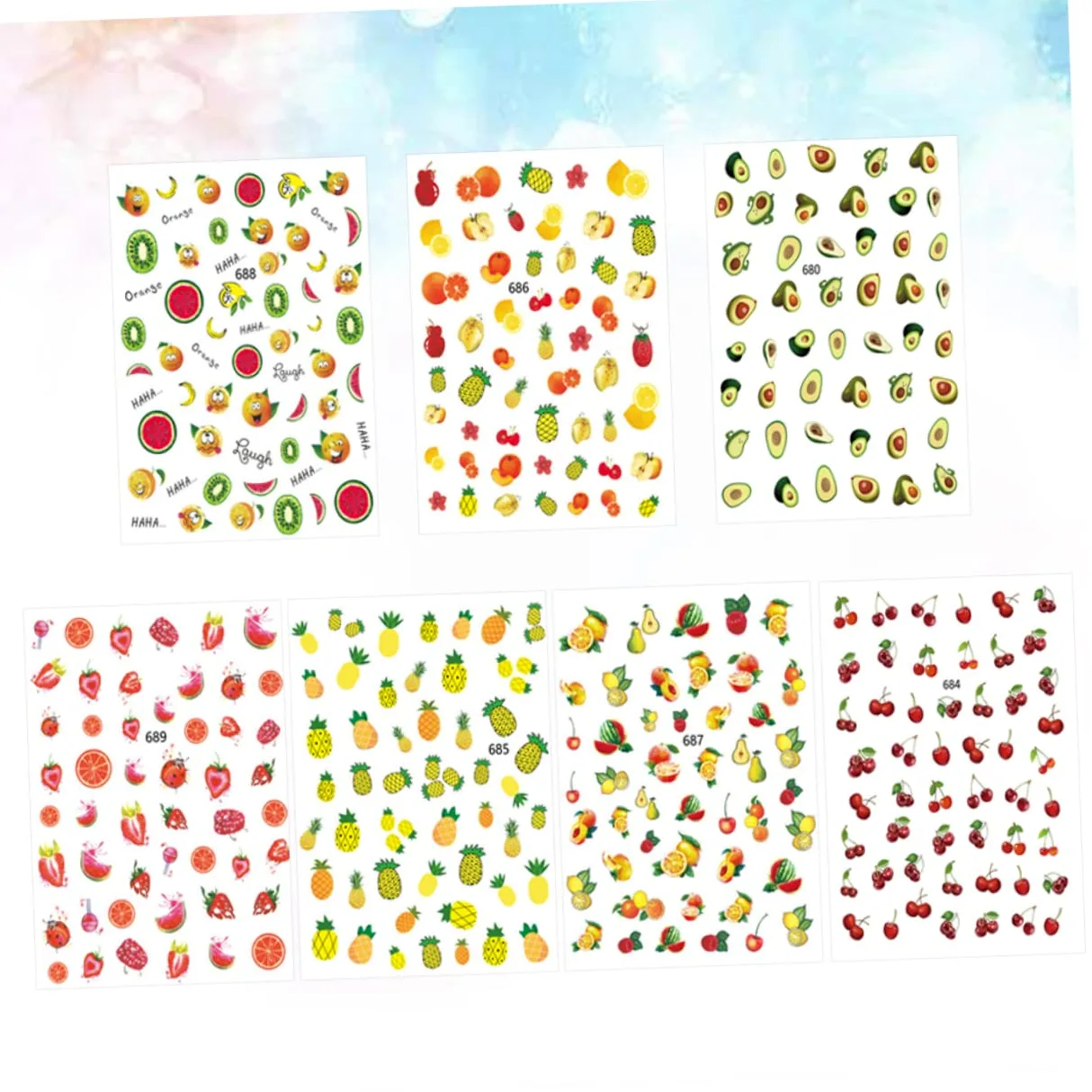 3 Set Adesivi Per Unghie Design Frutta Decorazioni Per Manicure Facili Applicare Per Feste E Speciali 12 Fogli*3