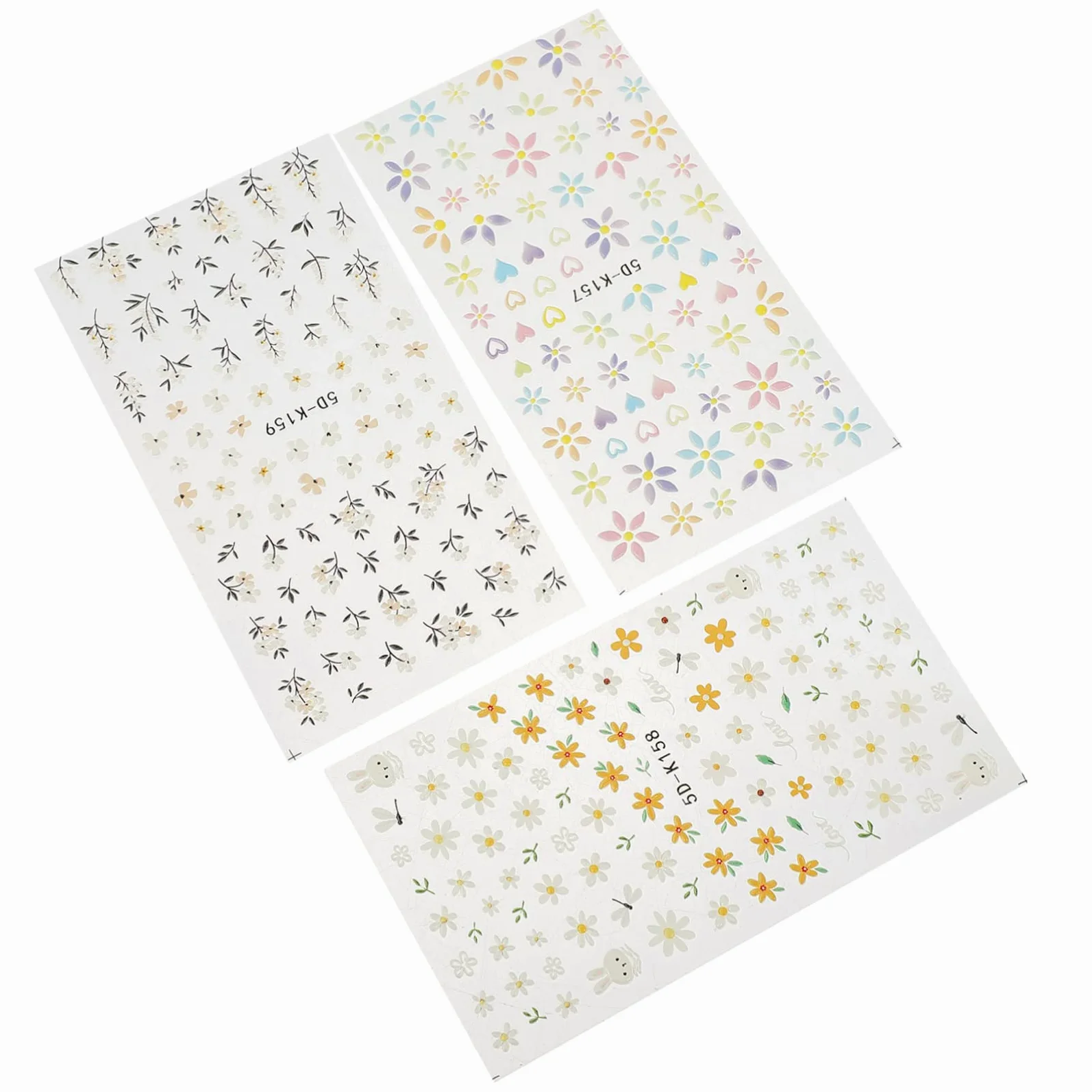 PACKOVE 12pezzi Nail Art Stickers Con Motivi Floreali Adesivi Decorativi Per Unghie Rilievo Perfetti Per Manicure e Occasioni Speciali