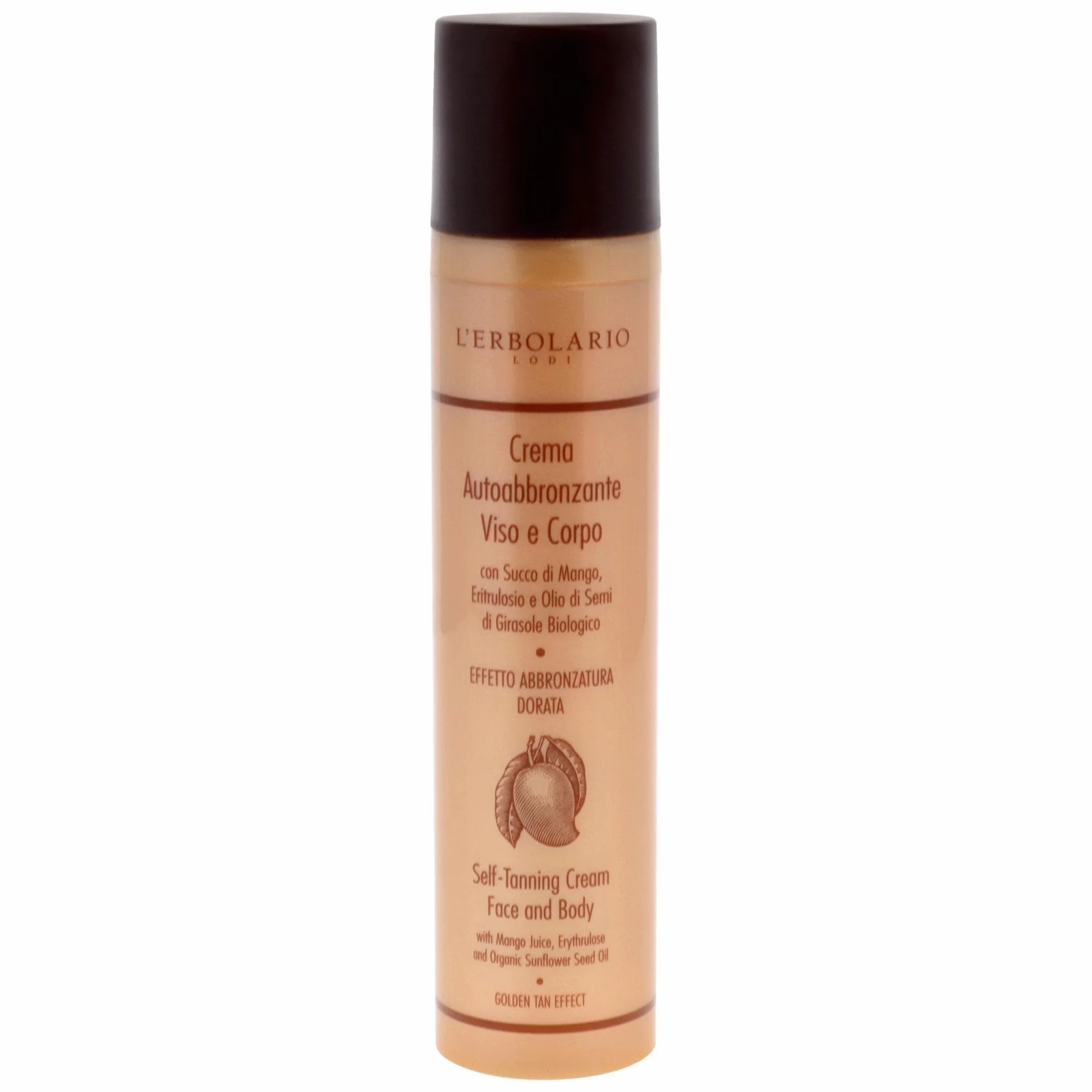 L'Erbolario Crema Autoabbronzante Viso e Corpo 100ml - Succo di Mango, Ritrulosio, Olio di Semi di Girasole Biologico - Abbronzatura Dorata AIRLESS Made in Italy