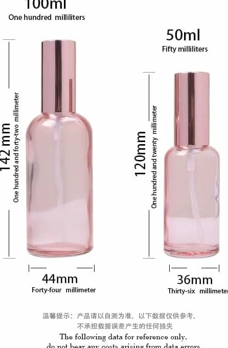 Mini Bottiglie di Profumo da Viaggio, Atomizzatore di Profumo 1pc Bottiglie di Profumo Ricaricabili 5ml-100ml Coperchio Rosa Vetro Rosa Liquido Pipetta Nebulizzazione Bottiglia Spray Ricaricabile (Col