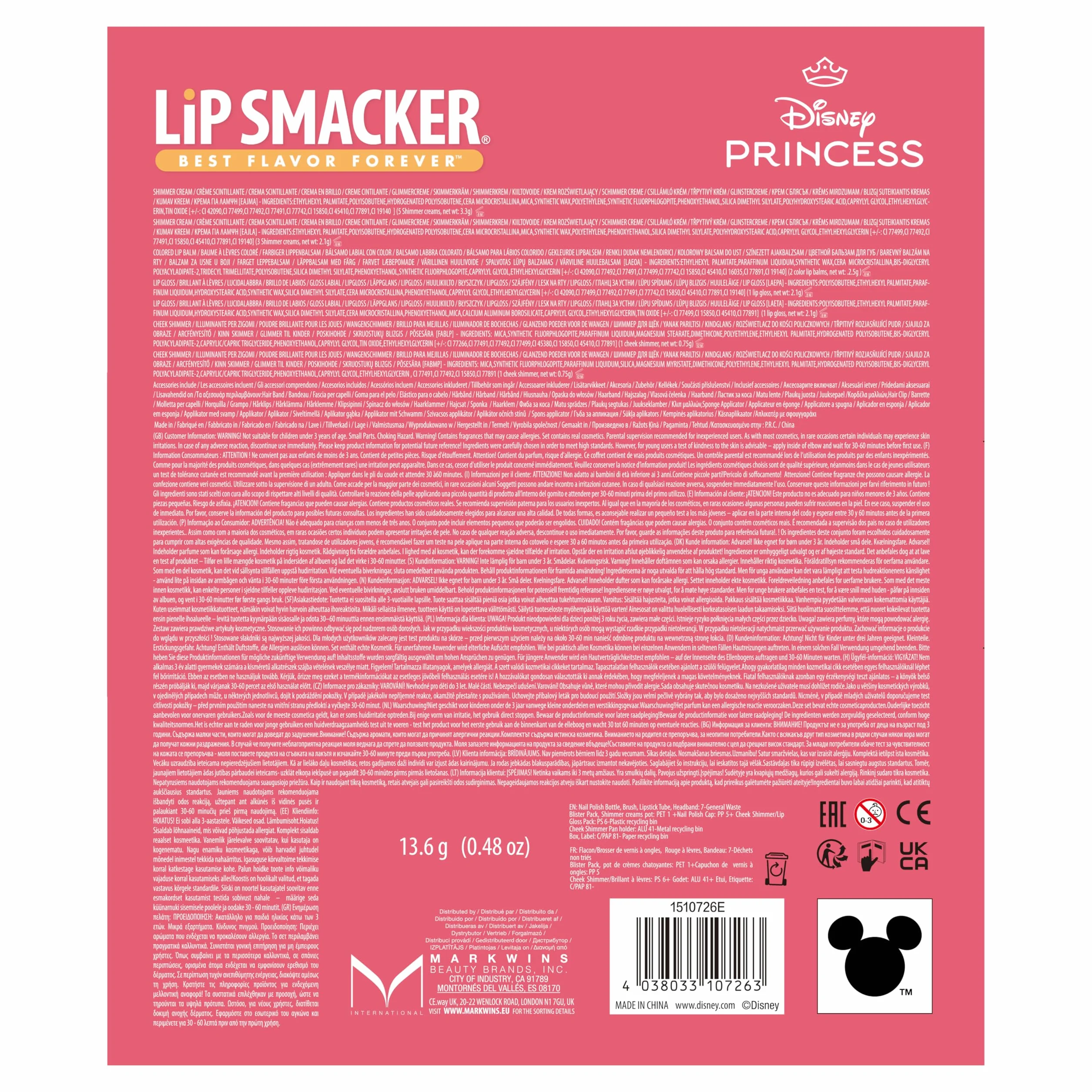 Lip Smacker Snow White Hair Band with Face Set, Set Trucchi Bambina e Fascie per Capelli in 18-Pezzi, Include Lucidalabbra, Creme Luccicanti e Accessori, Regali Principesse Disney