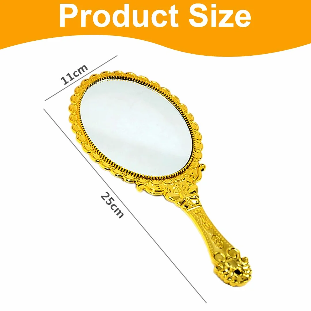 Specchio Vintage Oro Portatile Con Manico