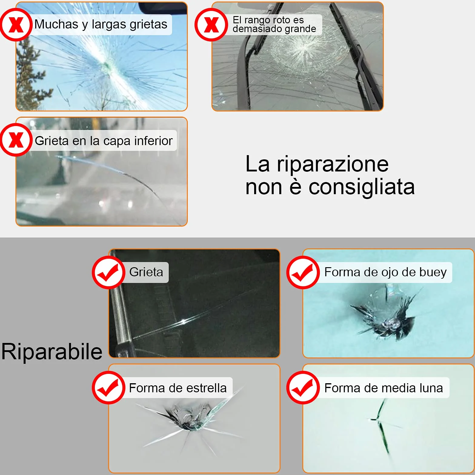 Vanwoke Kit Riparazione Parabrezza Auto con Resina e Siringhe a Pressione per Incrinature, Scheggiature, Fessure e Graffi