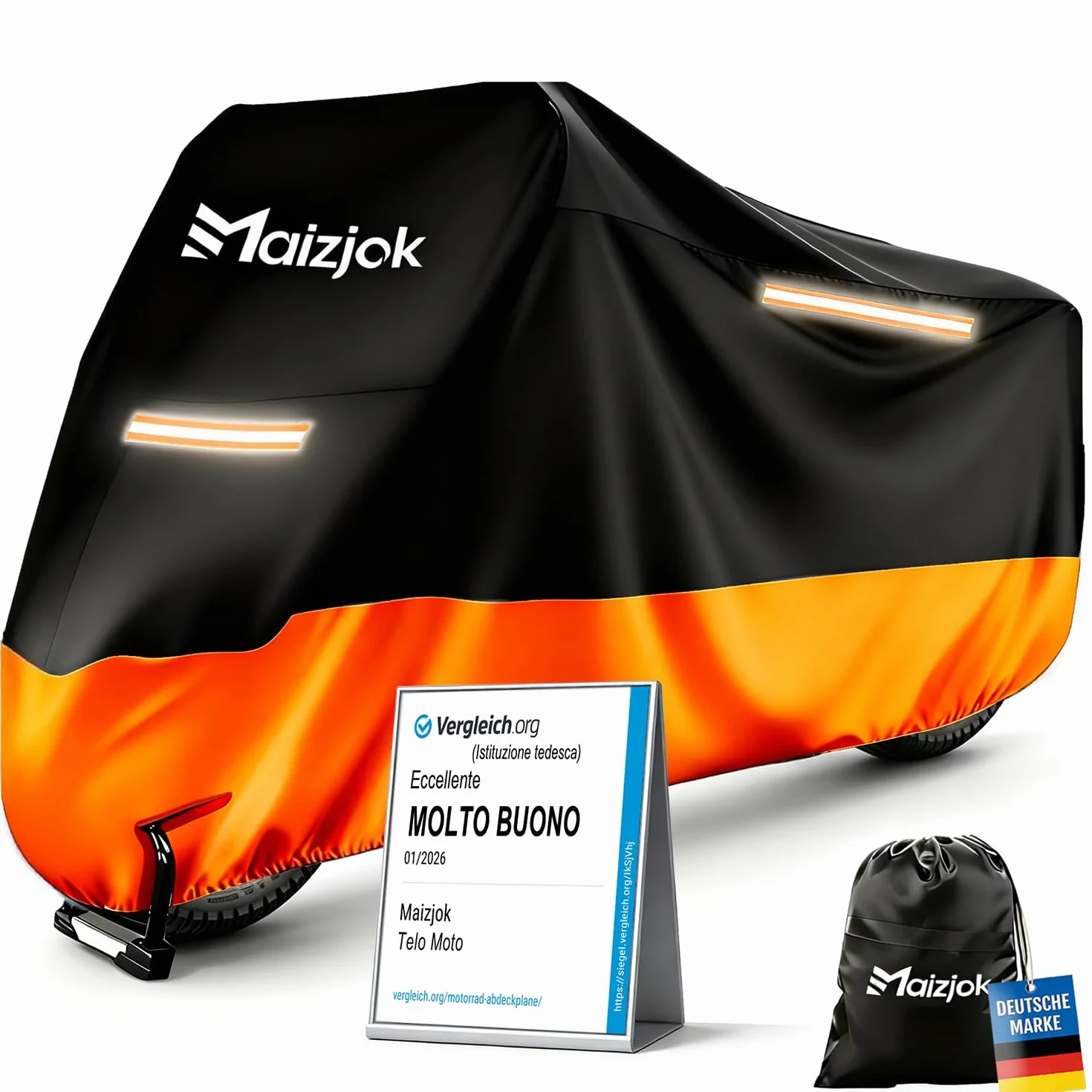 Maizjok® Telo Coprimoto Impermeabile 210D Poliestere per Moto Scooter Motorino 245x105x125cm