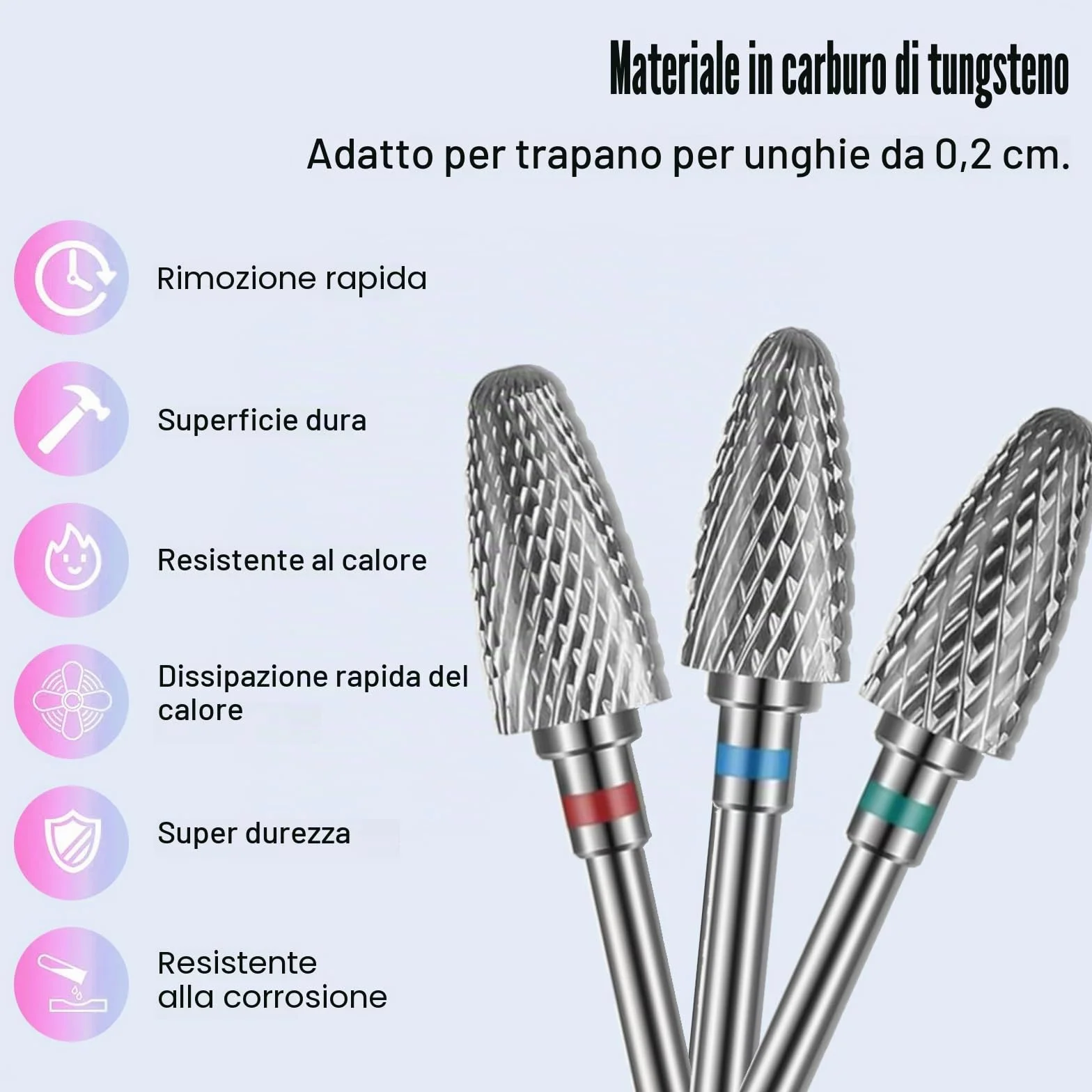Set 13 punte da trapano per unghie carburo tungsteno ceramica diamantate 3/32 manicure pedicure