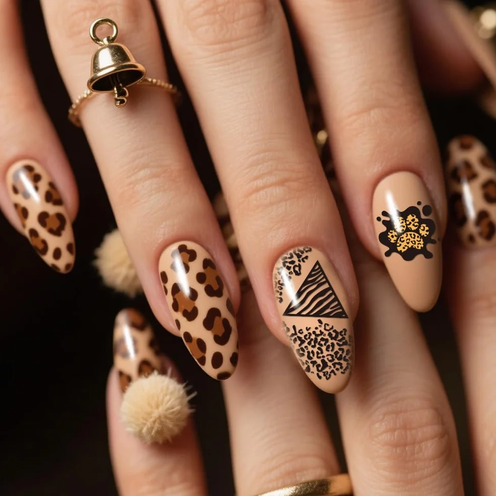 PH PandaHall 3 piastre per stampaggio unghie leopardate con stampa animalier per unghie modelli artistici linee geometriche timbro per unghie cuore stella unghie stencil arte per manicure accessori di