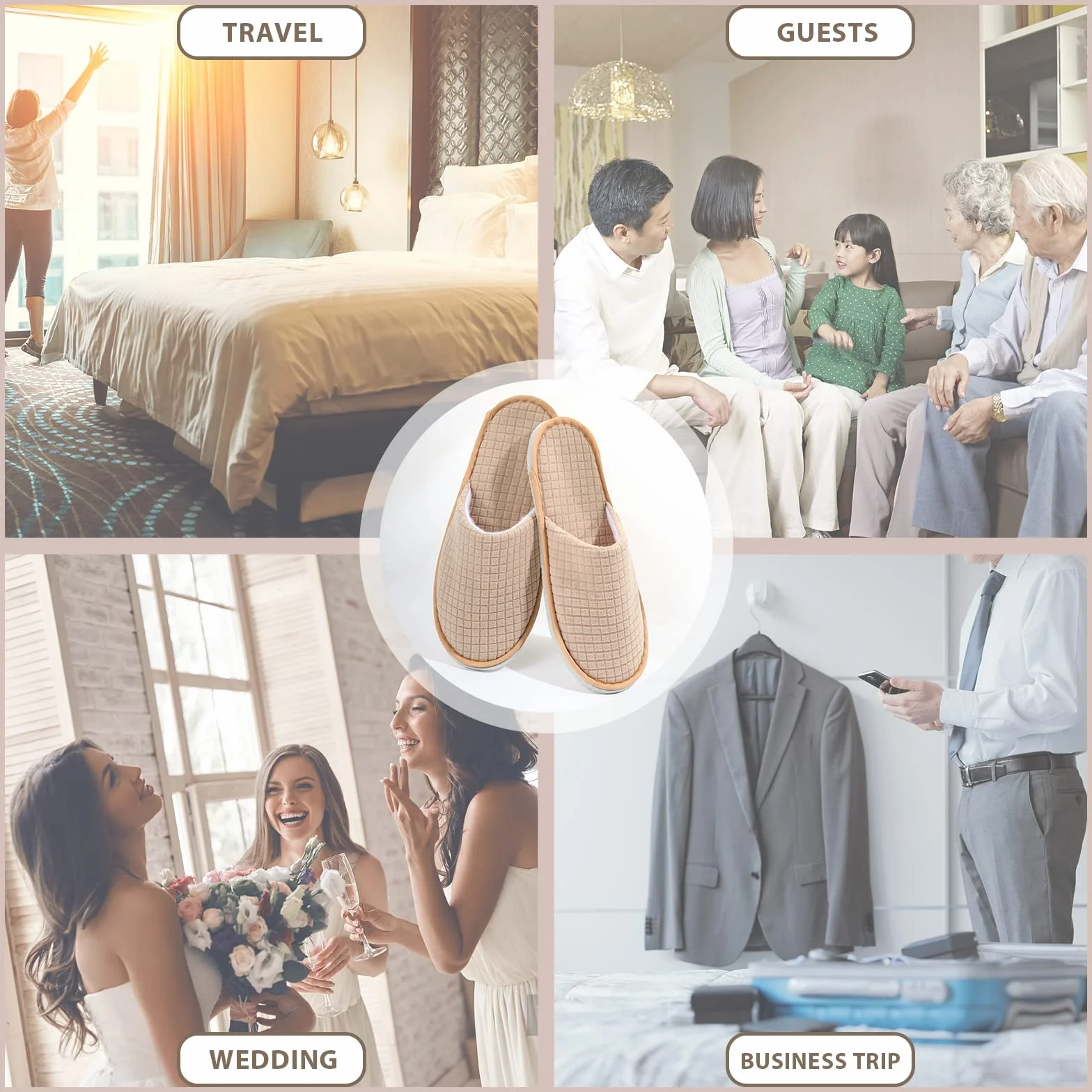 Anmerl 10 Paia Ciabatte Monouso per Hotel Ospiti, Pantofole Lavabili Antiscivolo in Cotone Spesso, Morbide e Confortevoli per Casa, Viaggio, Spa, Commerciale