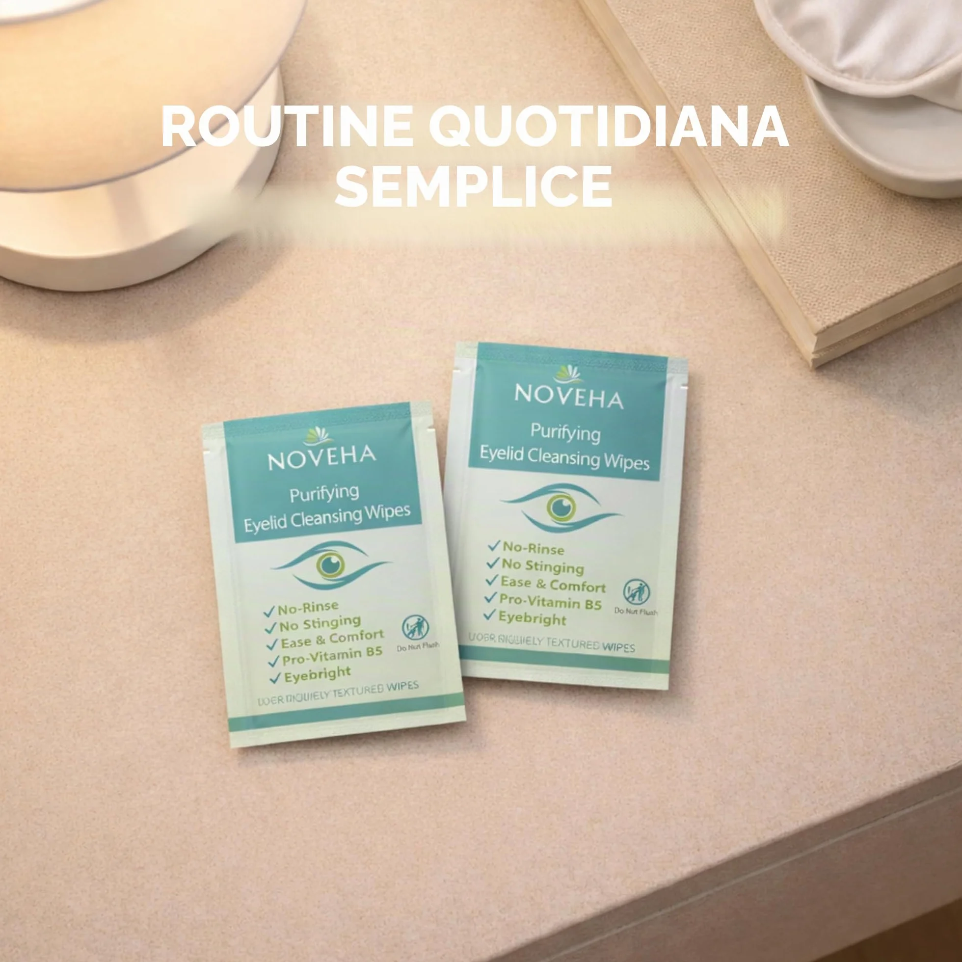 Salviette antimicrobiche per palpebre e ciglia ipoallergeniche confezione da 60