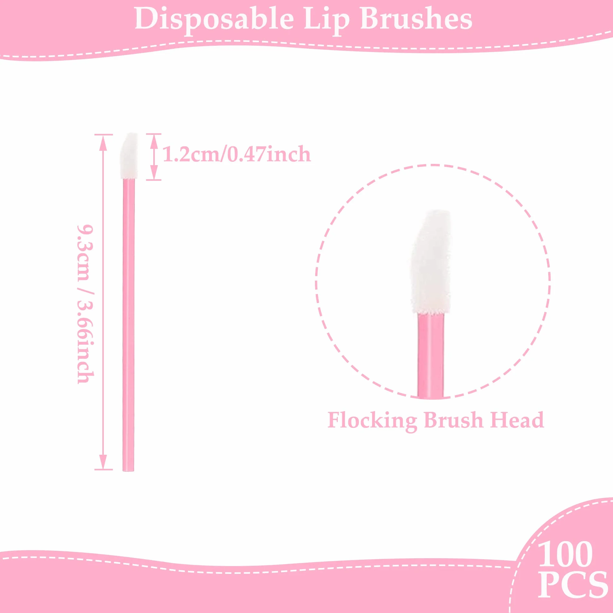 100 pennelli usa e getta per labbra, mini rossetto, correttore, applicatore per labbra, applicatore per il trucco (rosa)