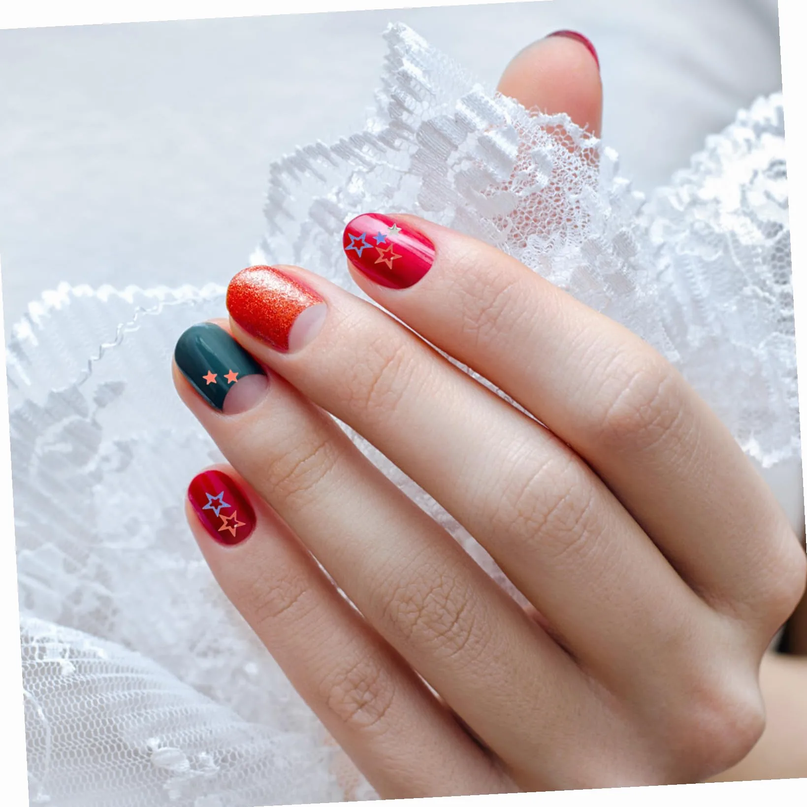 Didiseaon 5 Set 5 Set Di Paillettes Pentagramma Unghie Gemme Adesivi Per Unghie Dei Piedi Adesivi Per Unghie Al Neon Per Il Dell'Indipendenza Accessori Per Rivelare 6 scatole * 5