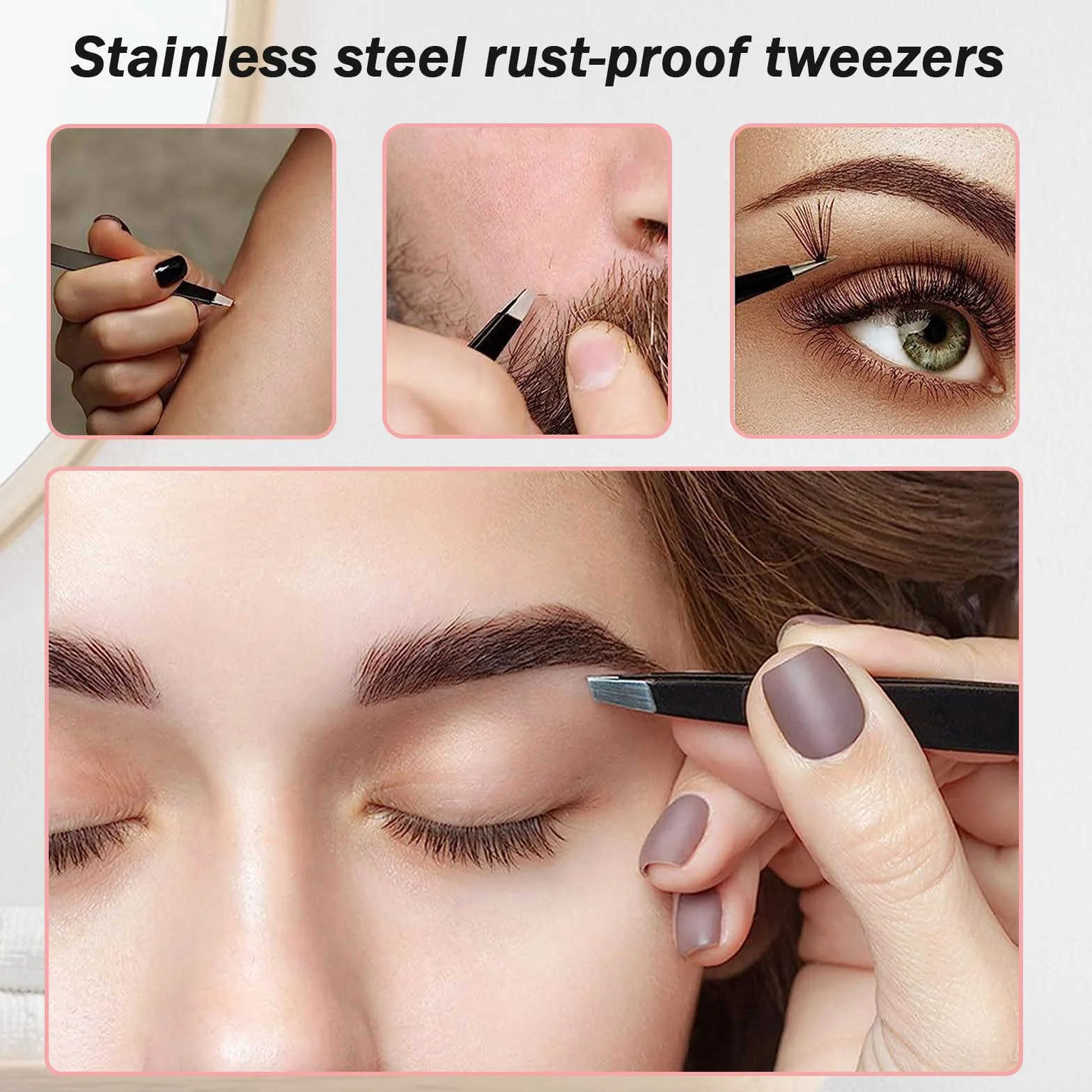 Dreamil 40X Specchio ingranditore con ventosa e pinzette cosmetico professionale per trucco e sopracciglia nero
